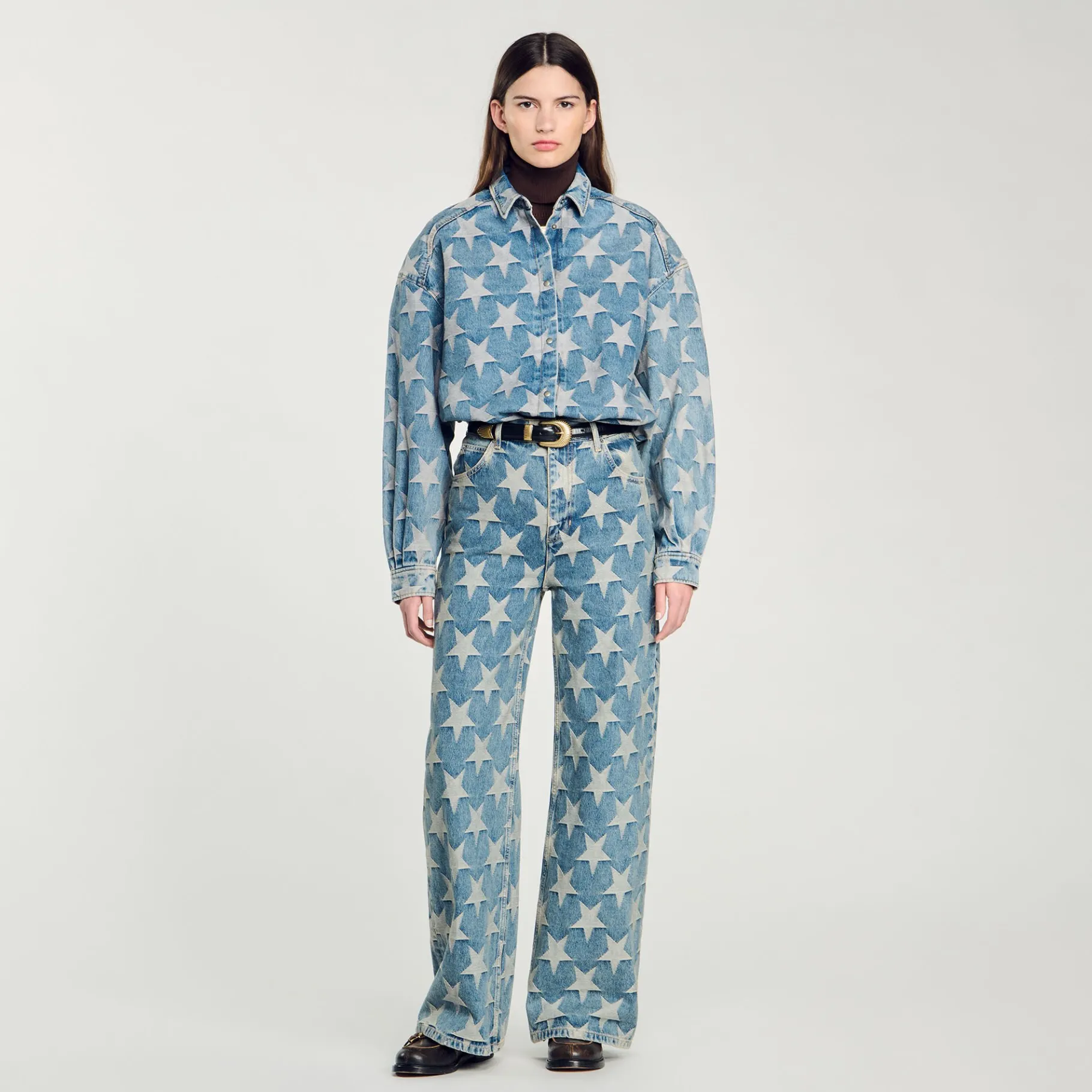Fashion SANDRO Jean à Jacquard étoiles Bleu jean