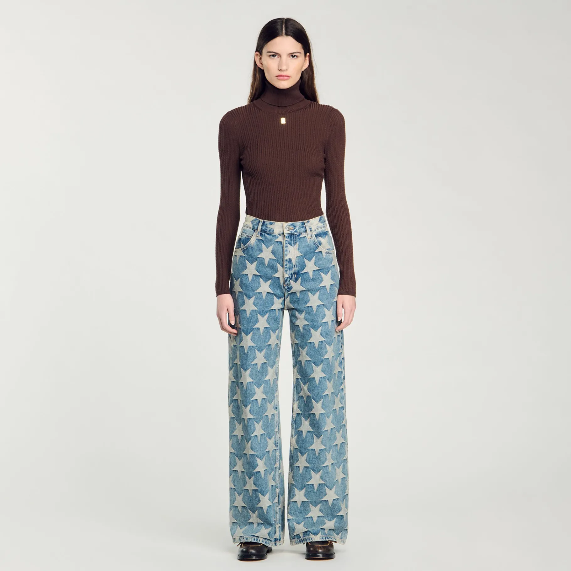 Fashion SANDRO Jean à Jacquard étoiles Bleu jean