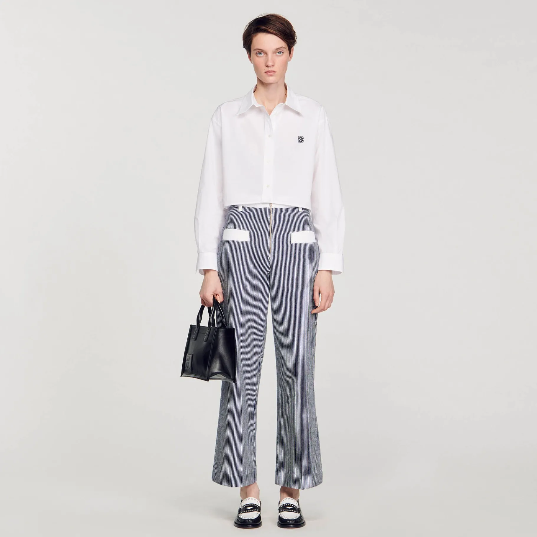 Sale SANDRO Jean à Rayures Bleu / Blanc