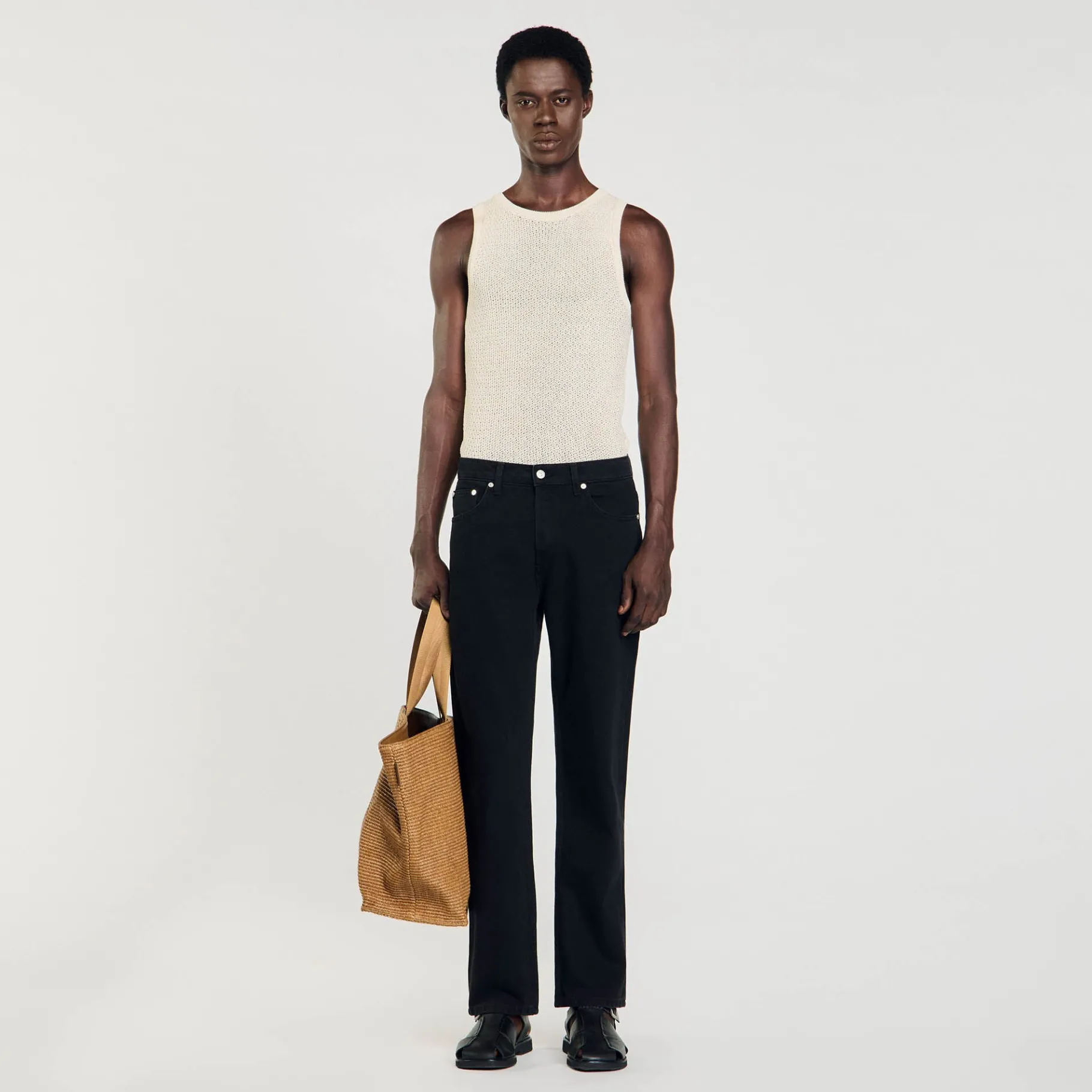 Clearance SANDRO Jean Coupe Droite Noir