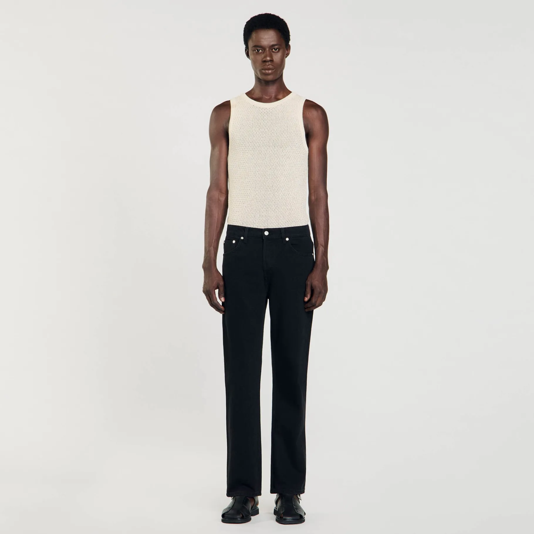 Clearance SANDRO Jean Coupe Droite Noir