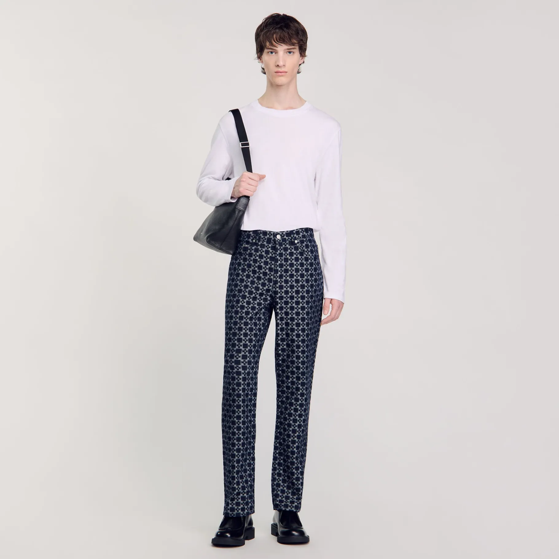 Fashion SANDRO Jean Droit Square Cross Marine