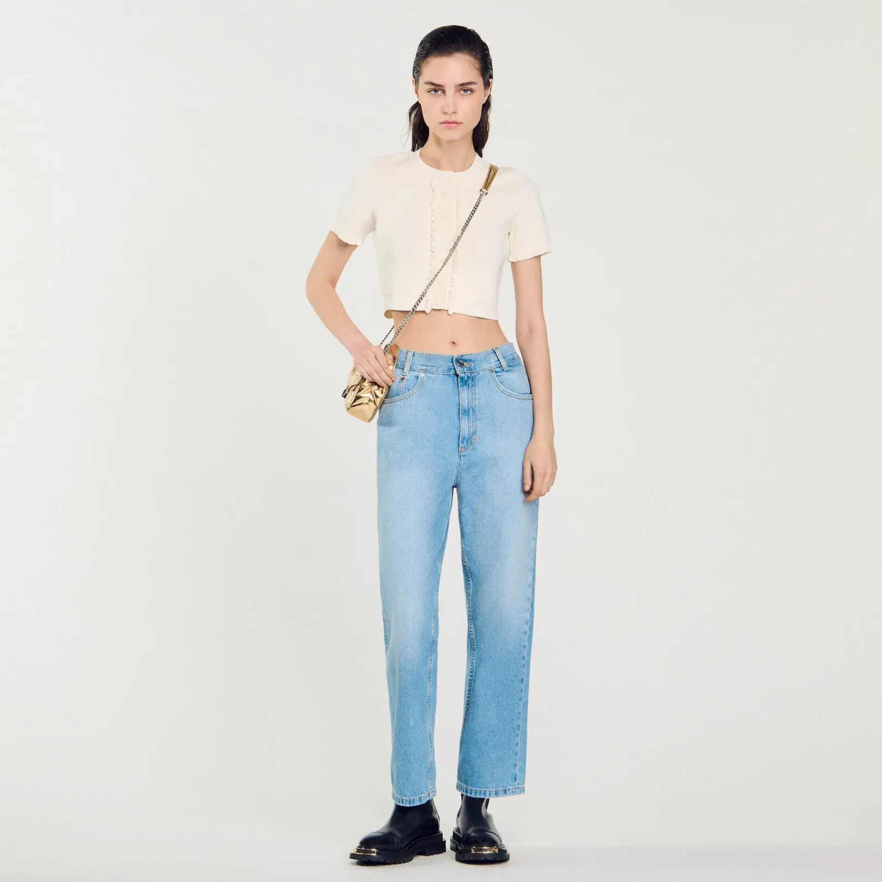 Cheap SANDRO Jean Droit Taille Basse Bleu jean