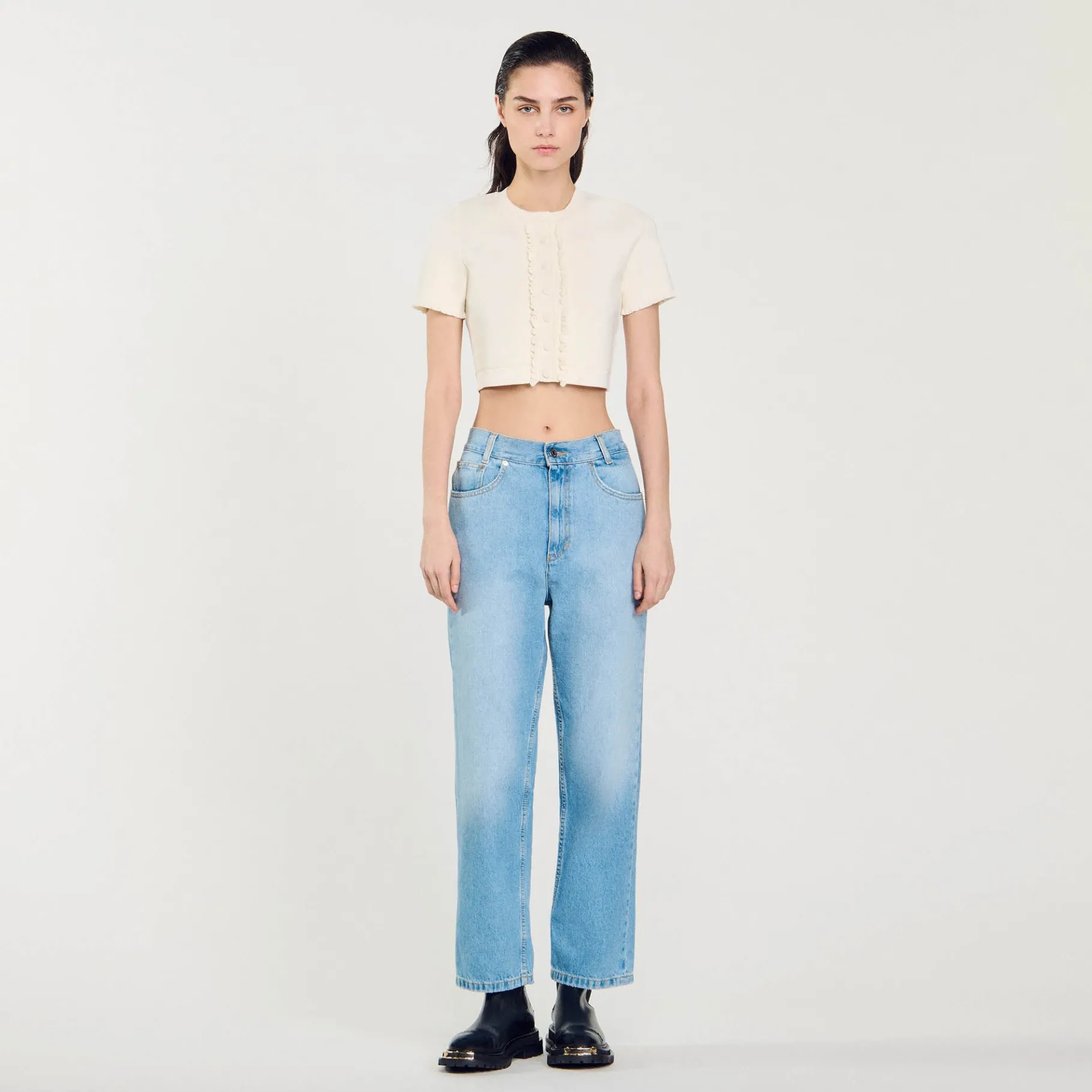 Cheap SANDRO Jean Droit Taille Basse Bleu jean