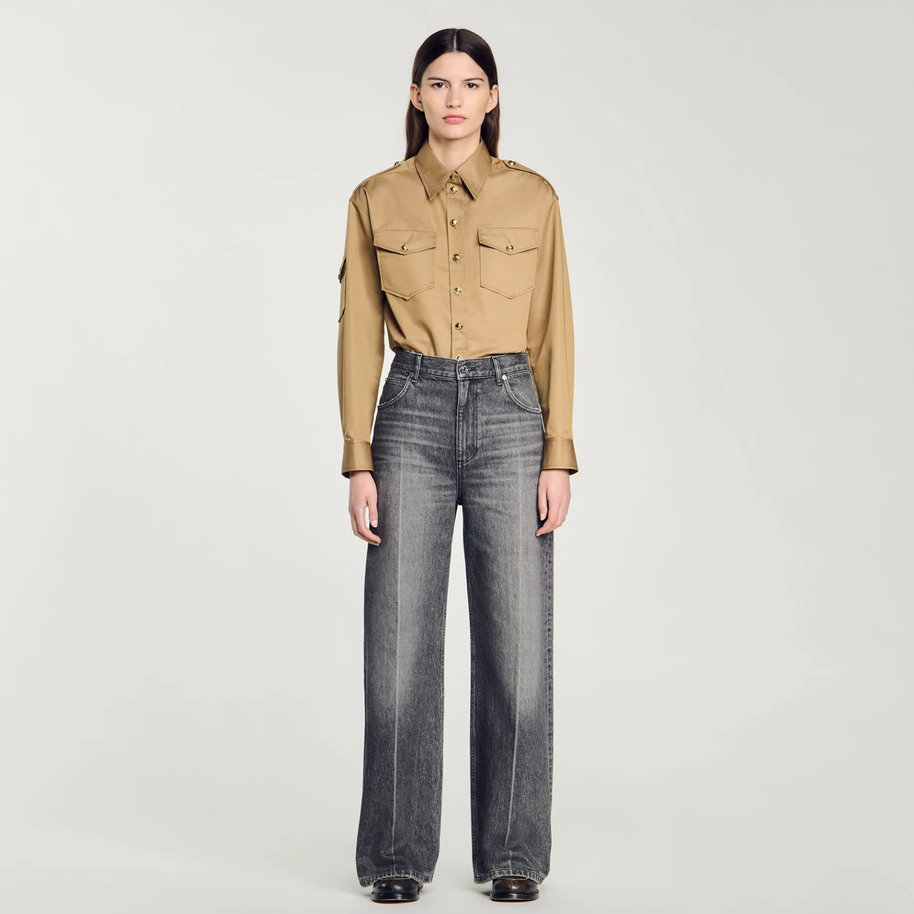 Cheap SANDRO Jean Droit Taille Basse Gris