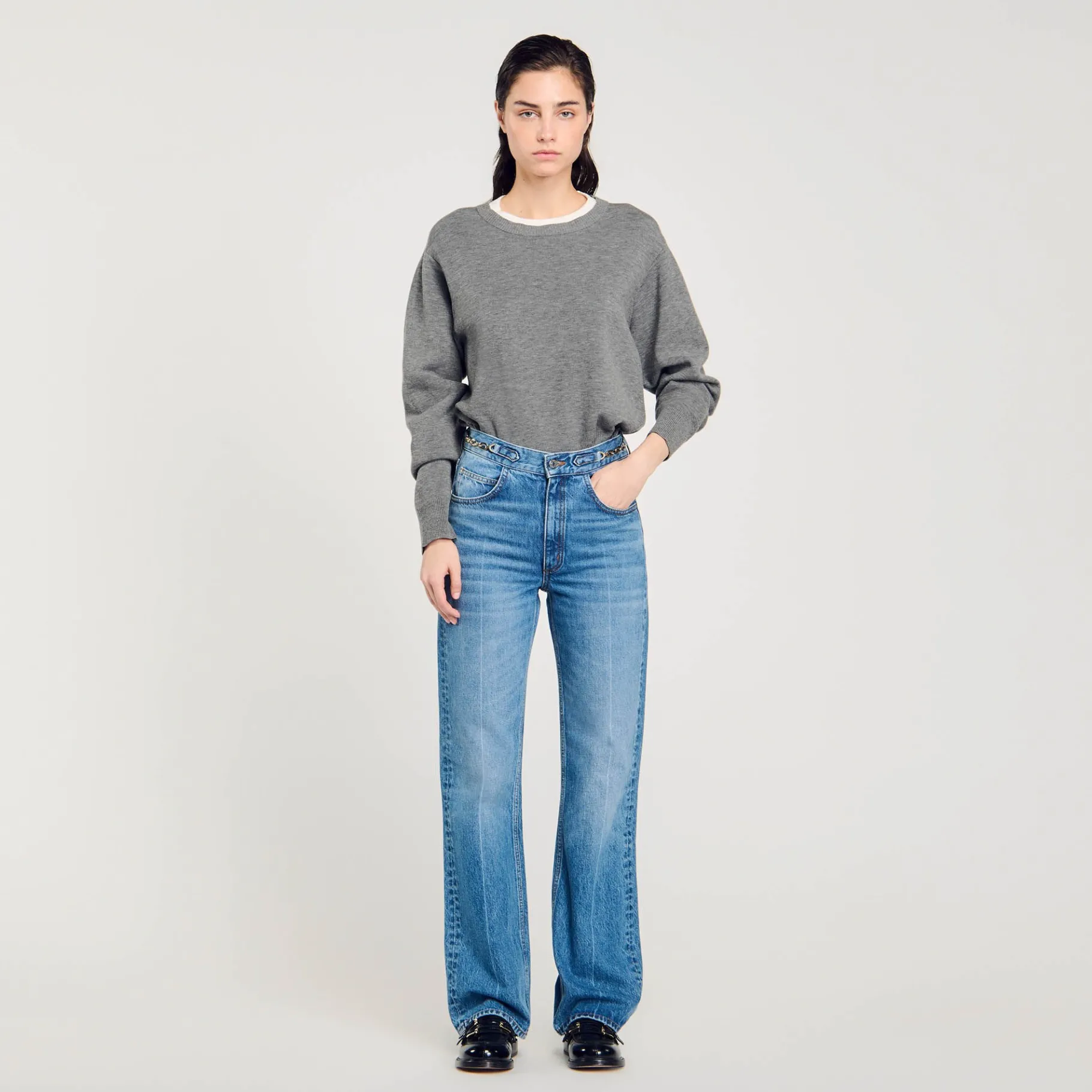 Outlet SANDRO Jean Détail Gourmettes Bleu jean