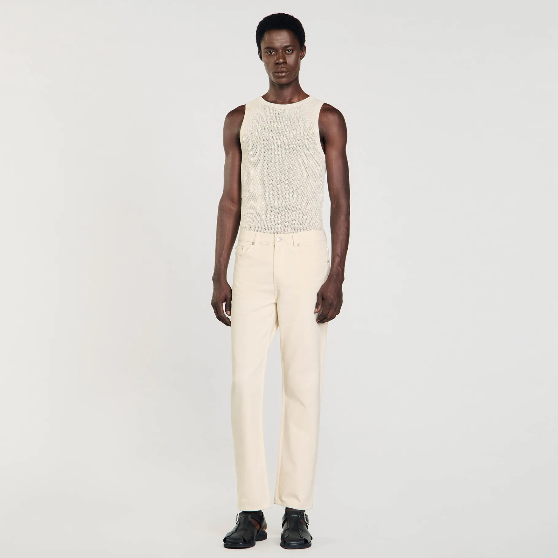 Sale SANDRO Jean En Coton Ecru