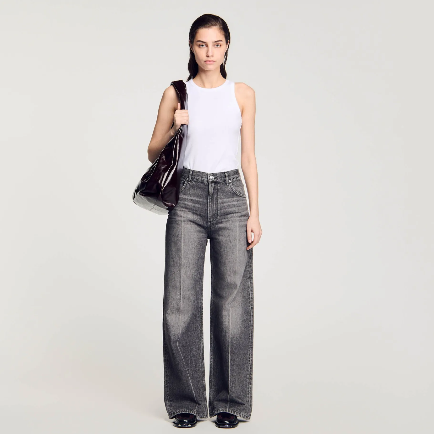 Best Sale SANDRO Jean Large Gris