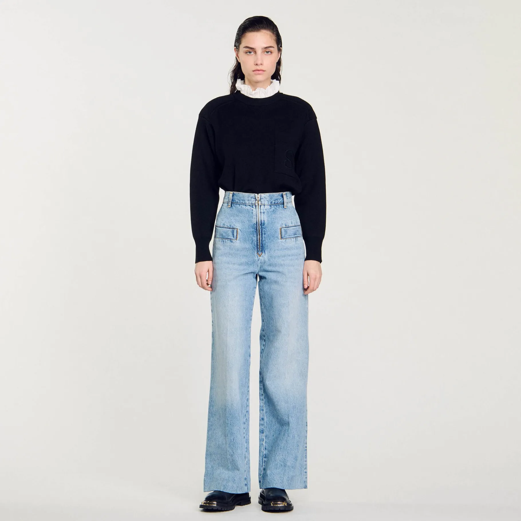 New SANDRO Jean Large Bleu jean