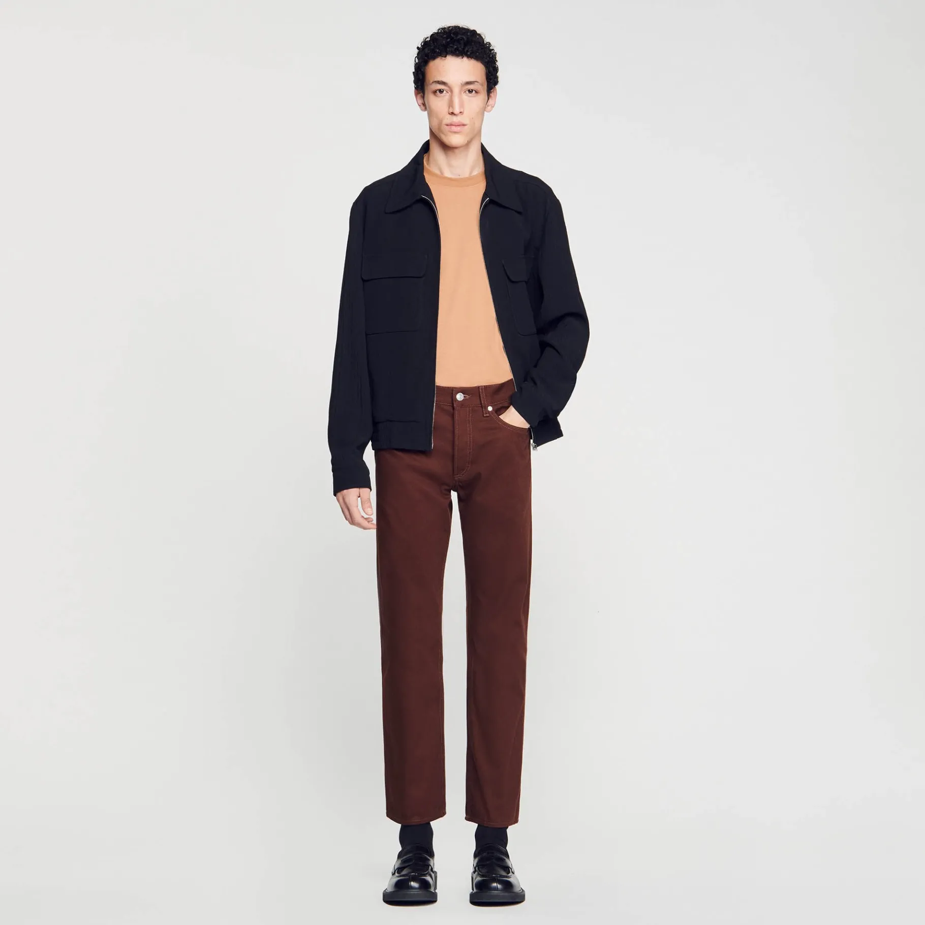 Sale SANDRO Jean Regular Marron Foncé