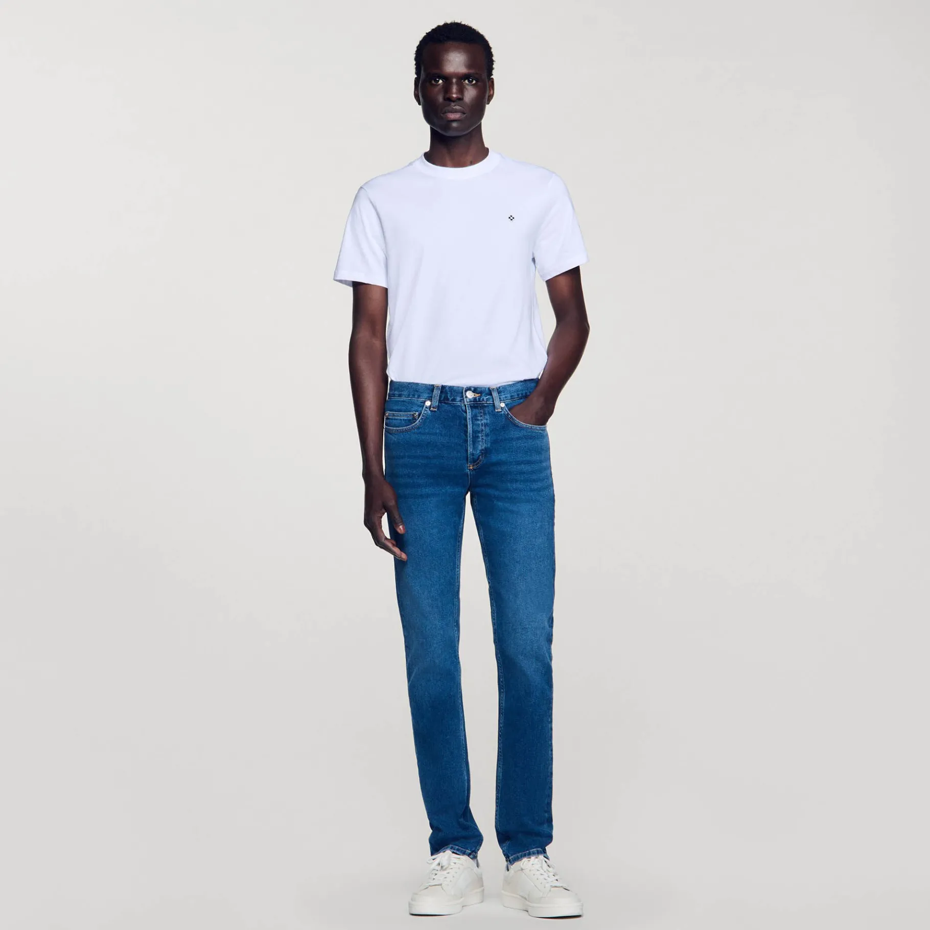 Outlet SANDRO Jean Slim Avec Délavage Waterless Denim