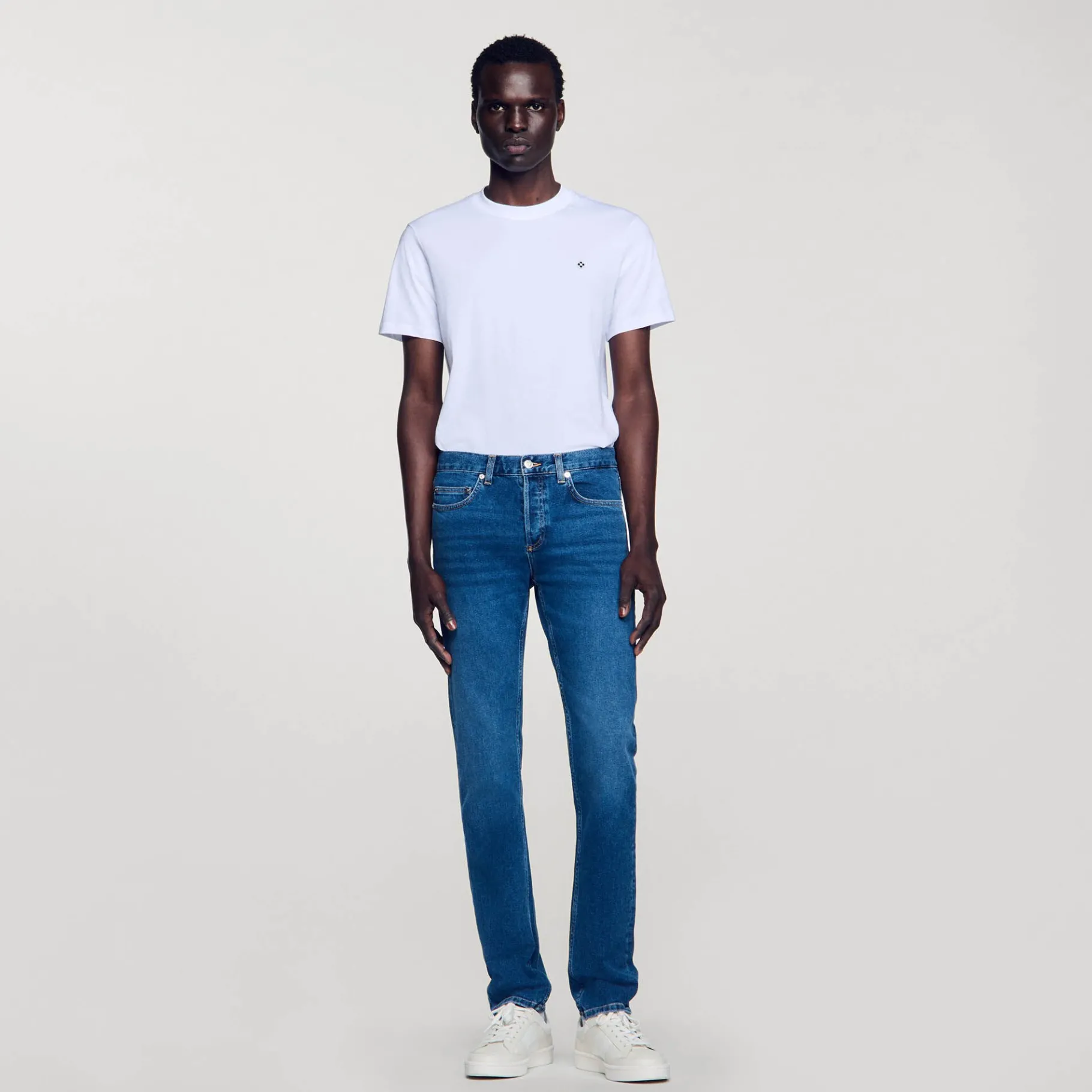 Outlet SANDRO Jean Slim Avec Délavage Waterless Denim