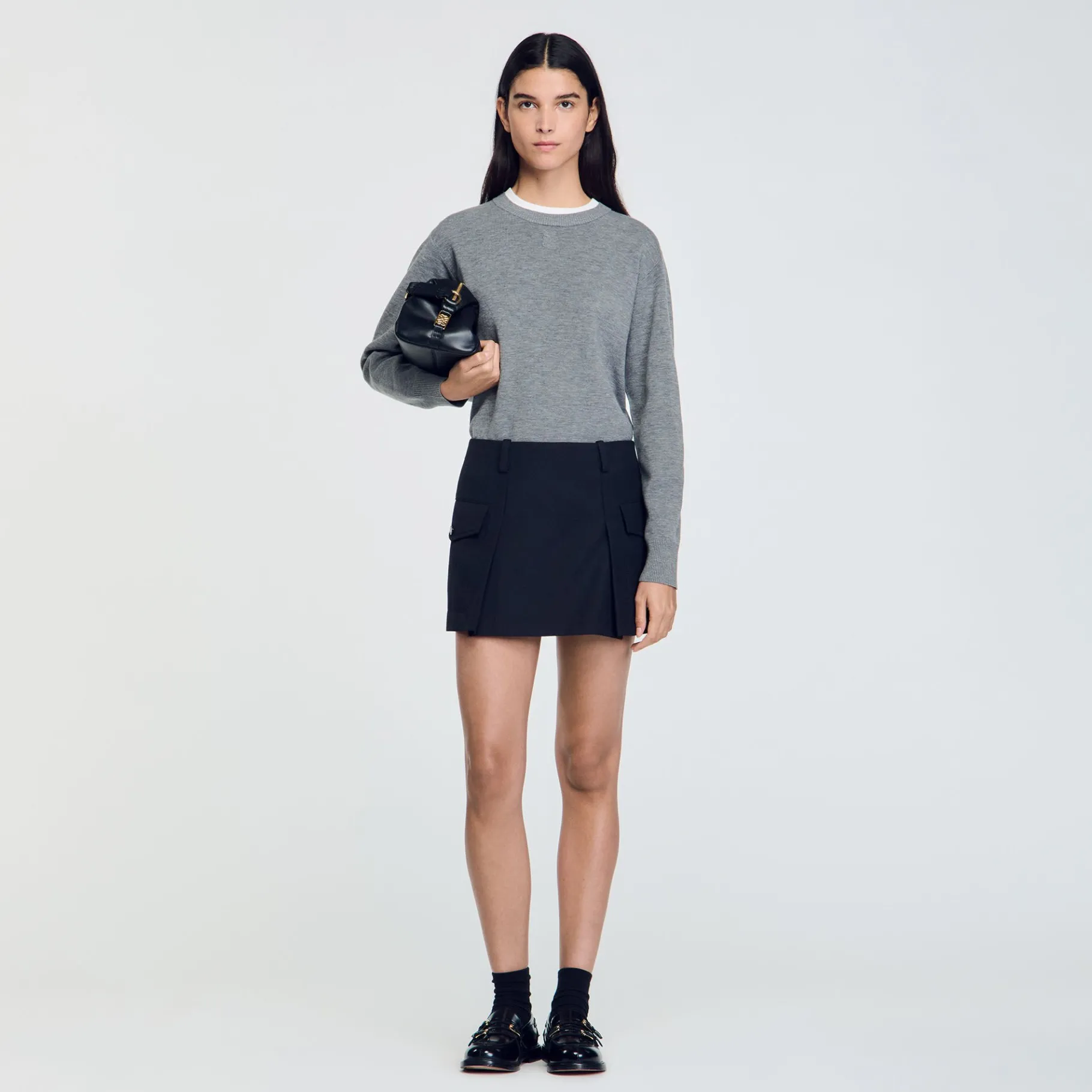 Flash Sale SANDRO Jupe Courte à Poches Noir