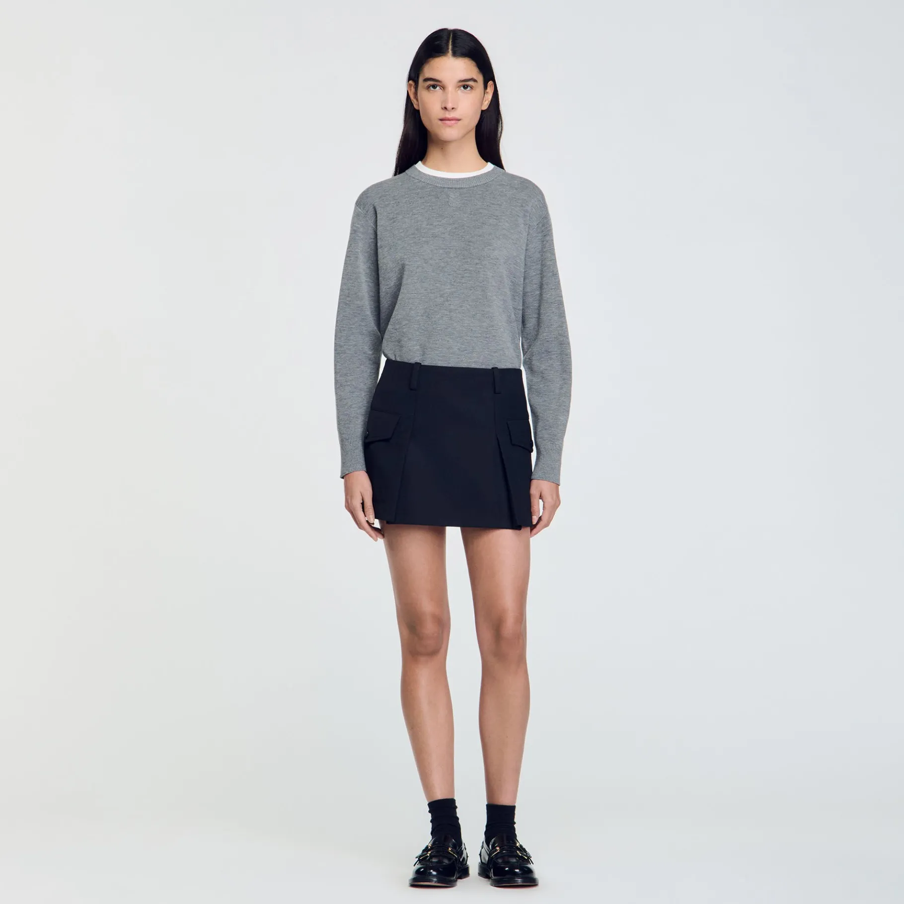 Flash Sale SANDRO Jupe Courte à Poches Noir