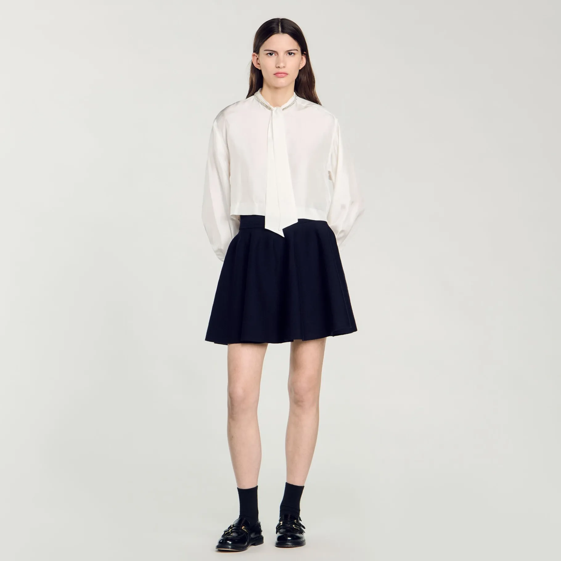 Best SANDRO Jupe Courte En Maille Marine
