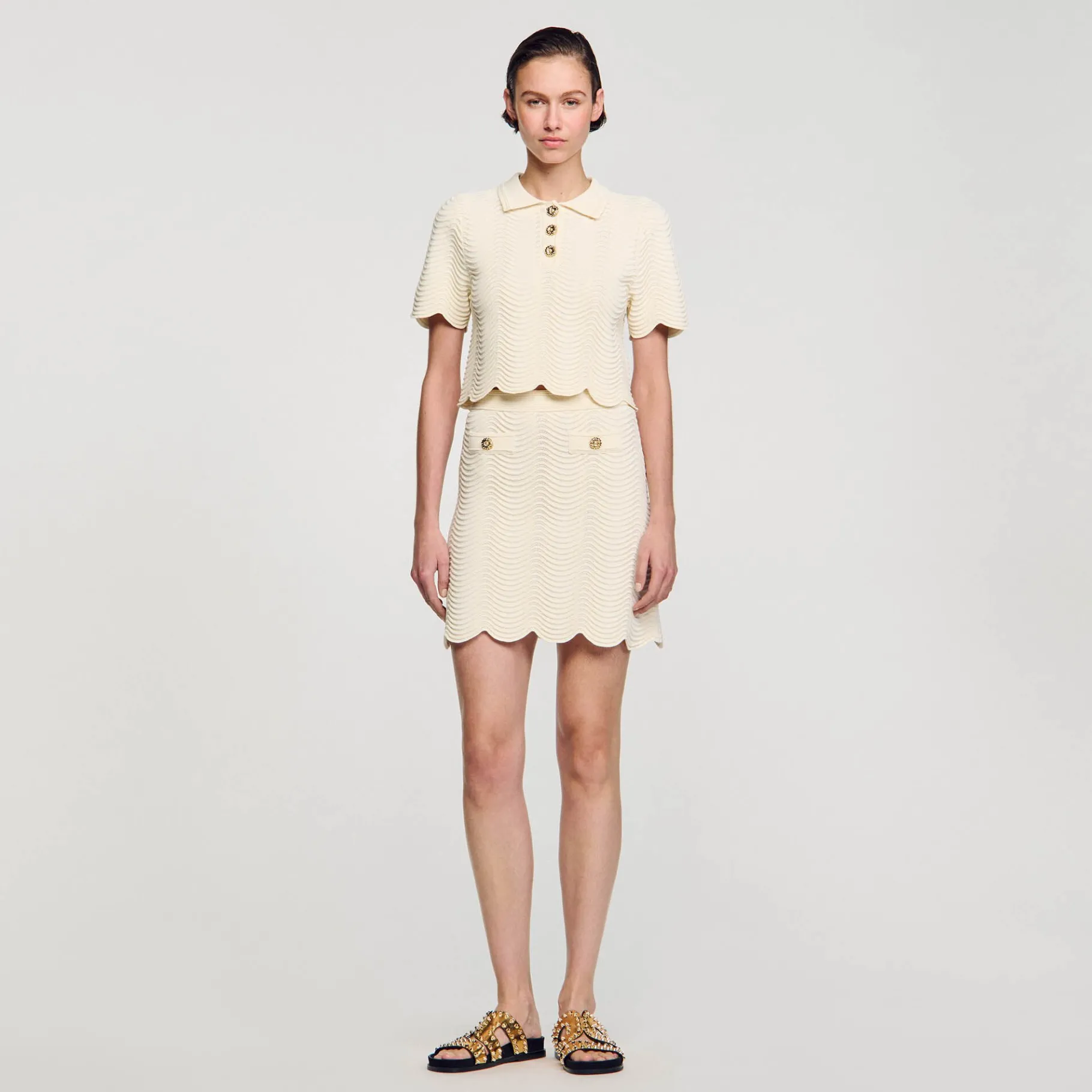 Store SANDRO Jupe Courte En Maille blanc