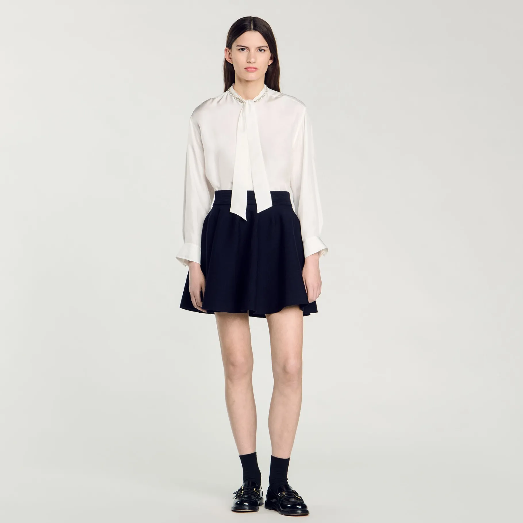 Best SANDRO Jupe Courte En Maille Marine