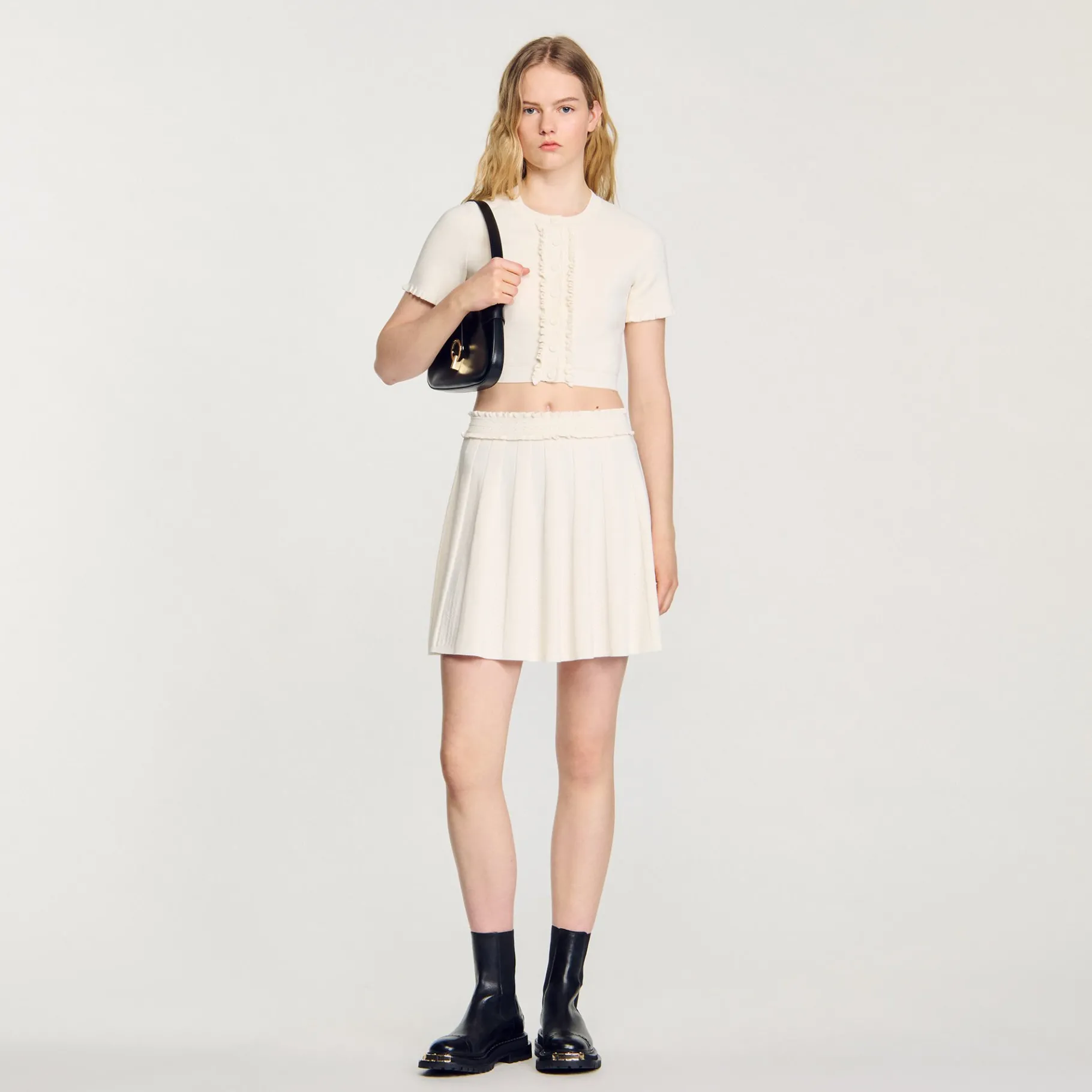Best Sale SANDRO Jupe En Maille Pointelle Ecru