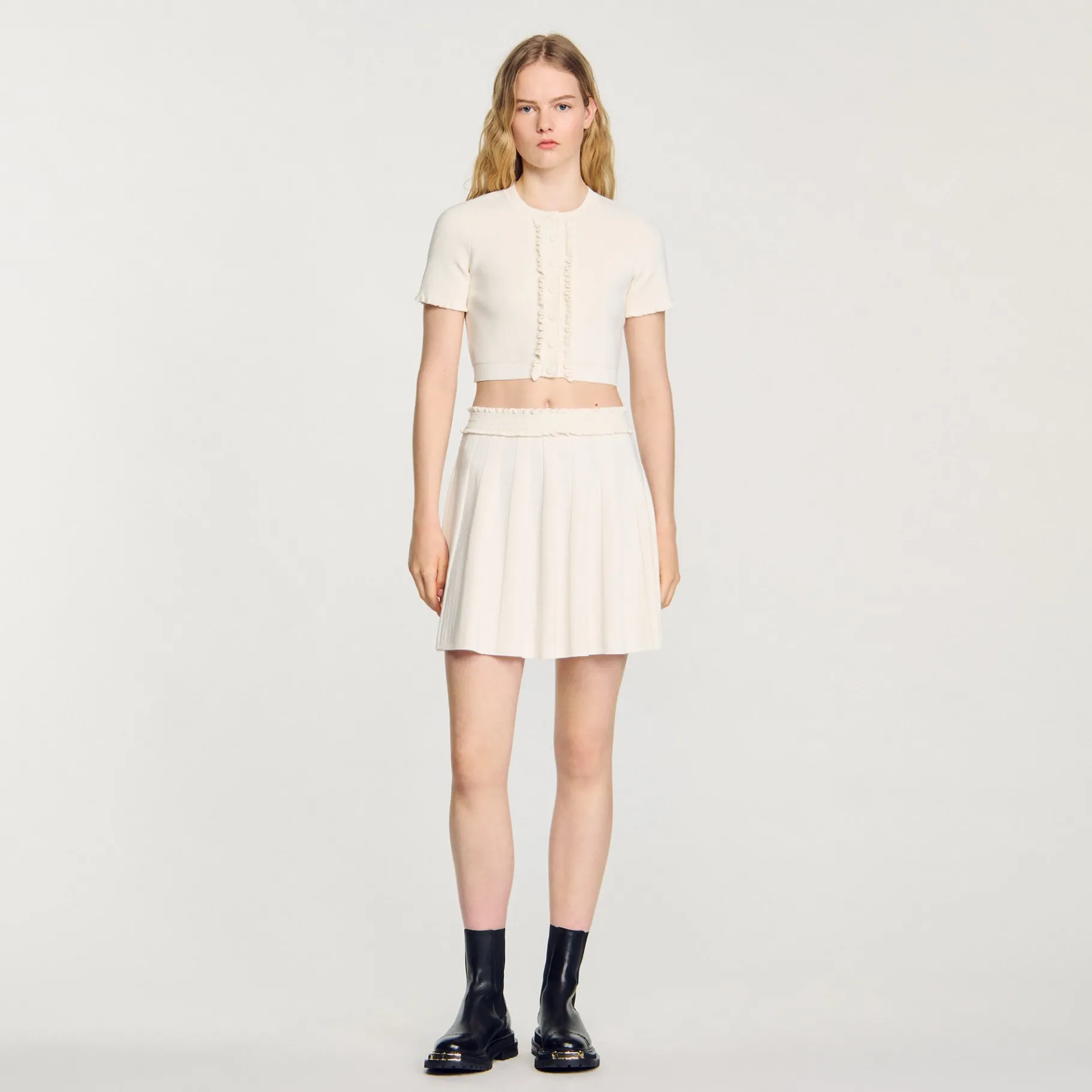 Best Sale SANDRO Jupe En Maille Pointelle Ecru