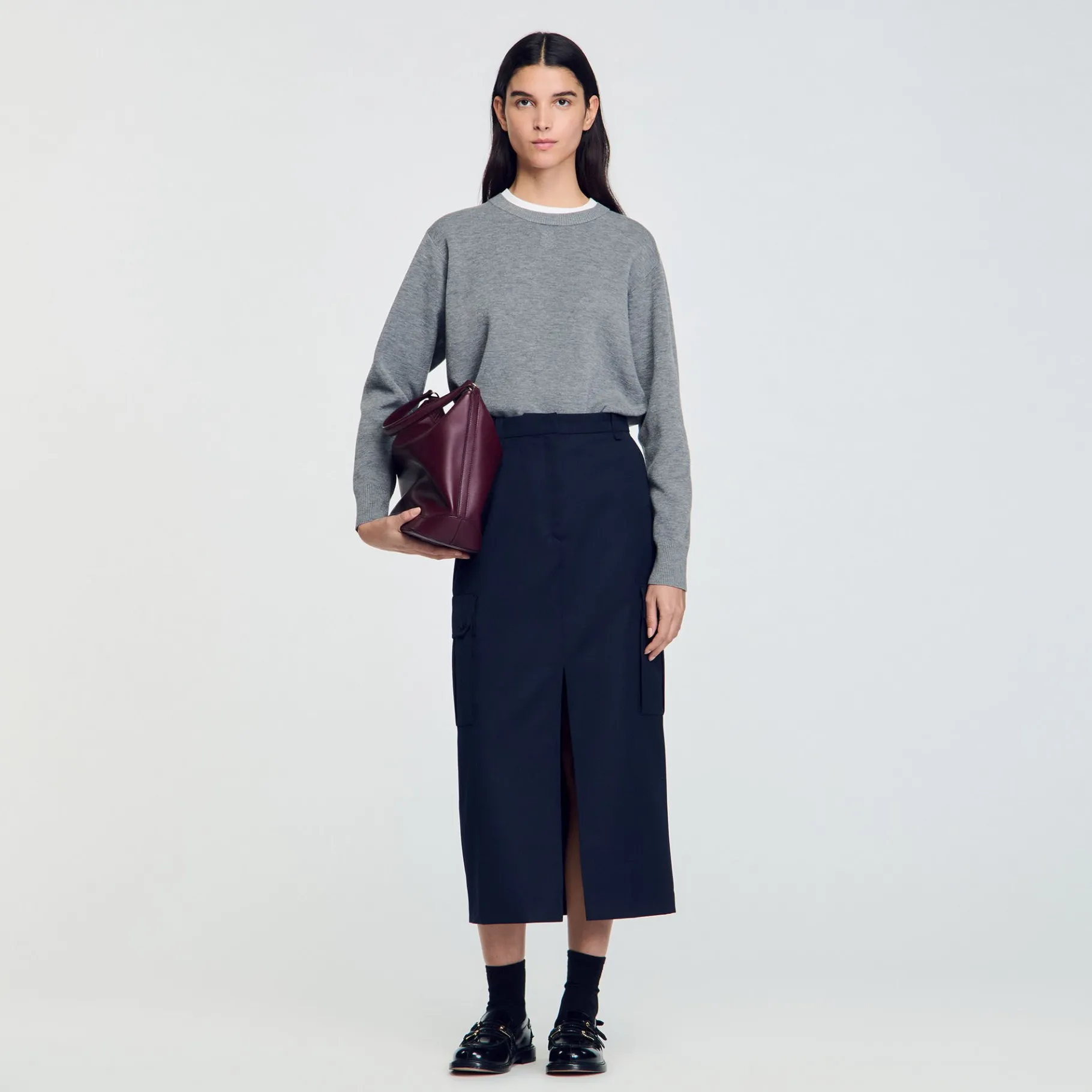 Online SANDRO Jupe Longue Cargo Marine