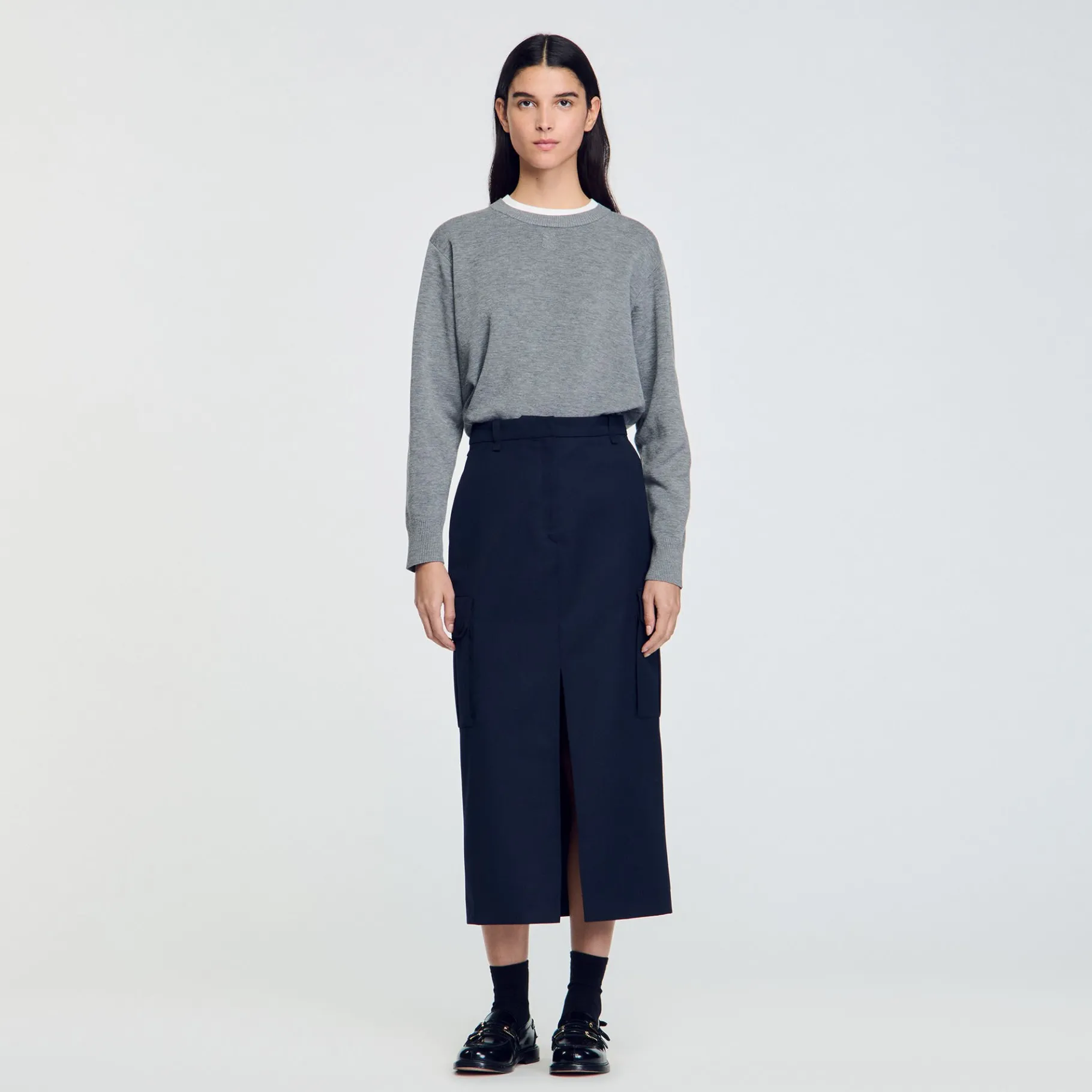 Online SANDRO Jupe Longue Cargo Marine