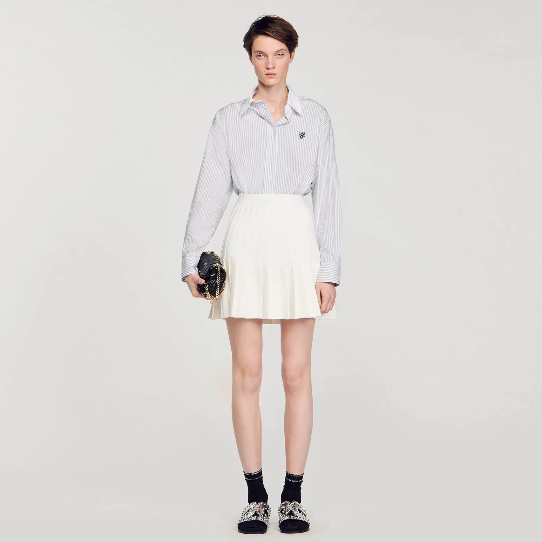 Fashion SANDRO Jupe Plissée blanc