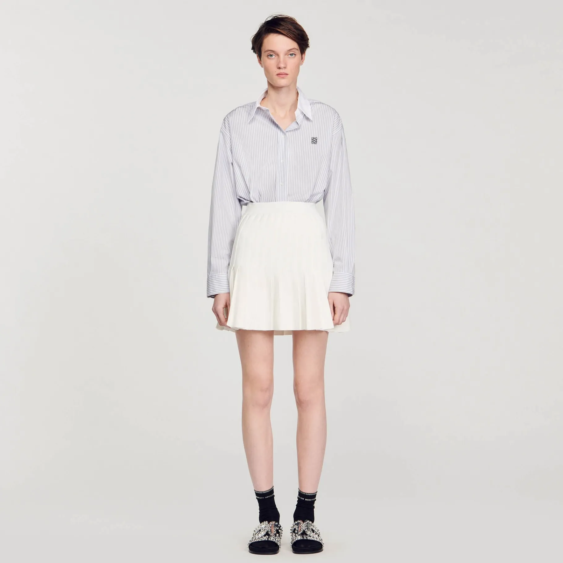 Fashion SANDRO Jupe Plissée blanc