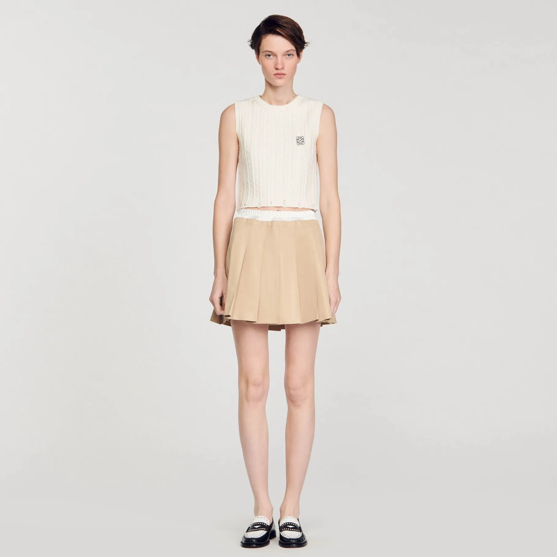 New SANDRO Jupe Plissée Beige