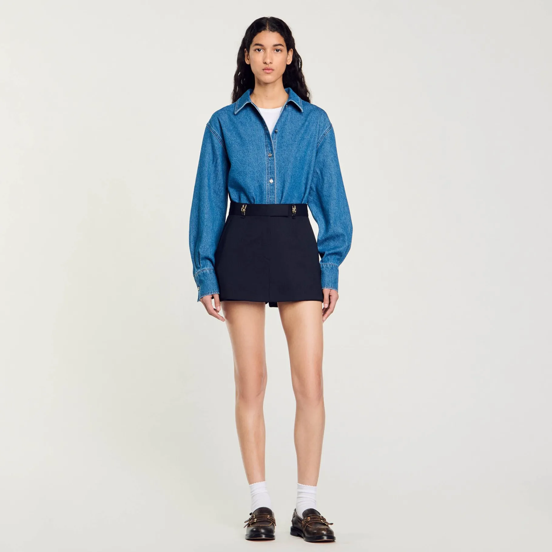 Flash Sale SANDRO Jupe Short à Passants Fantaisie Marine