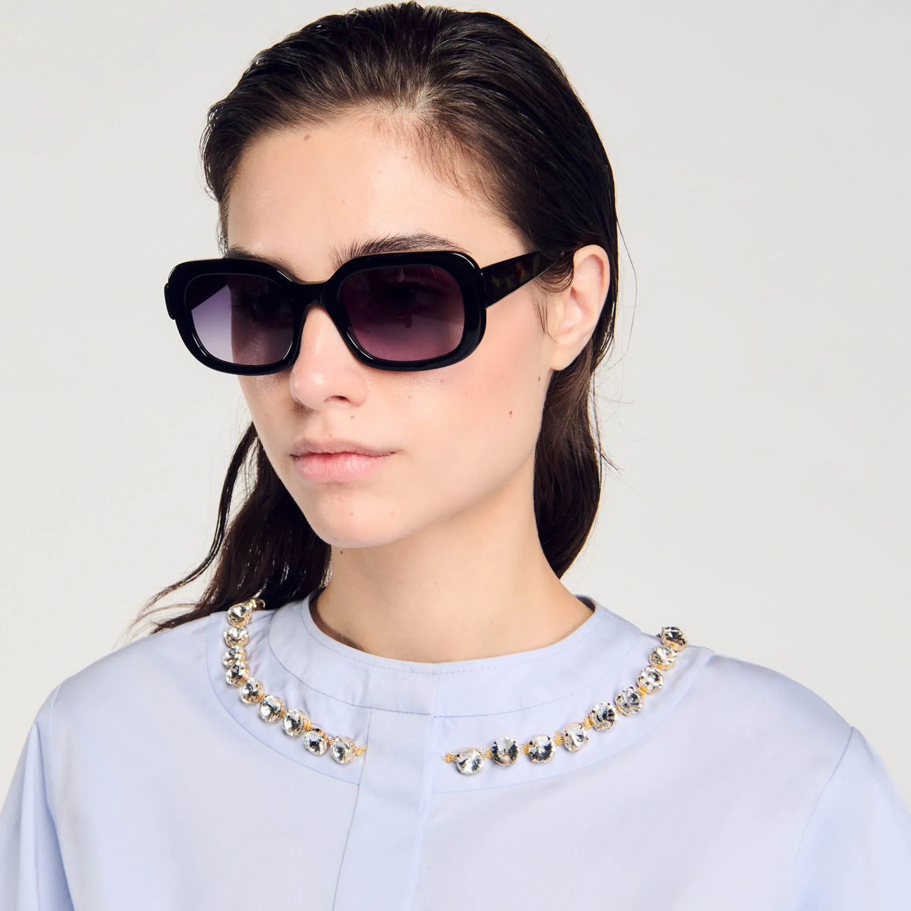 Sale SANDRO Lunettes De Soleil Carrées Noir