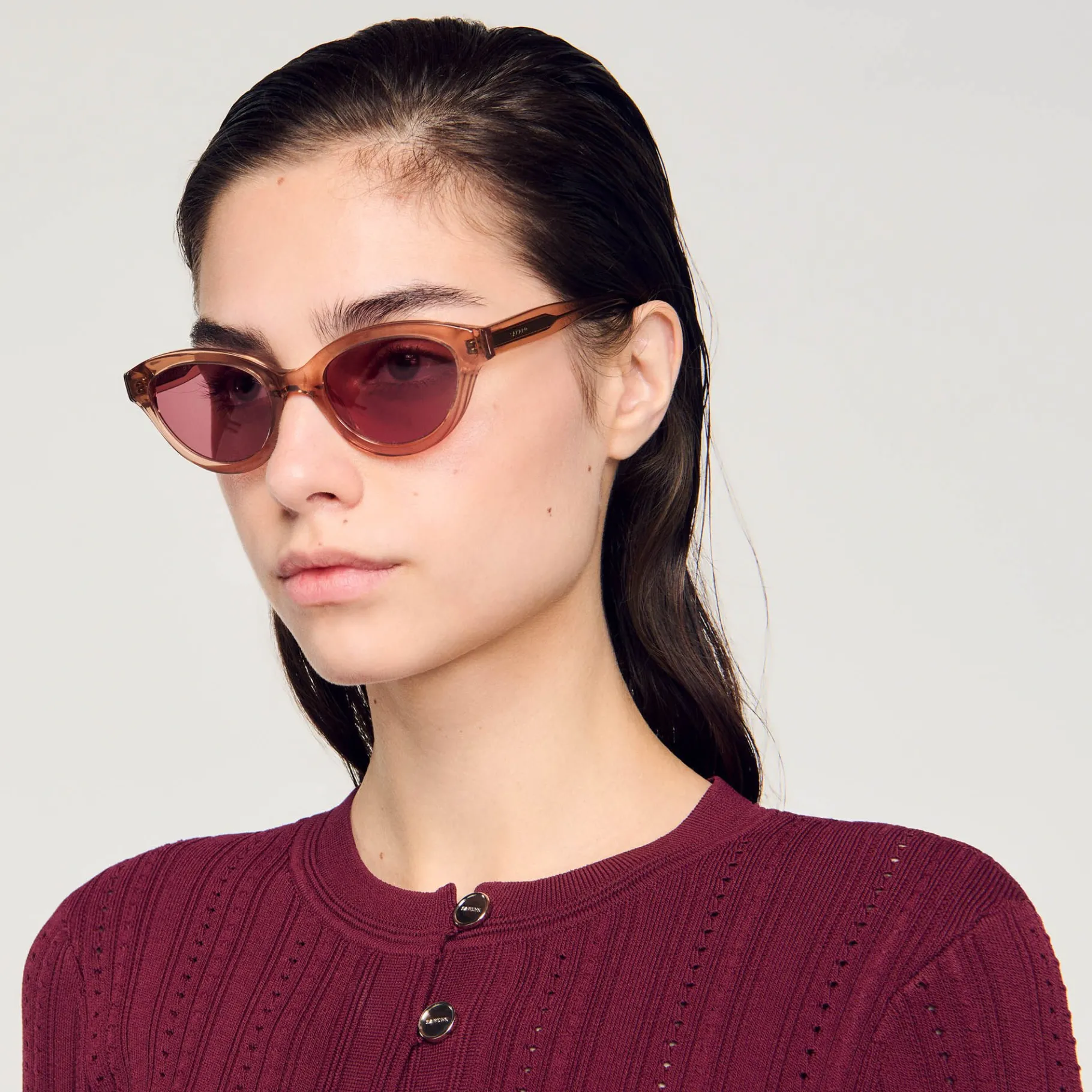 Clearance SANDRO Lunettes De Soleil Cat Eyes Beige