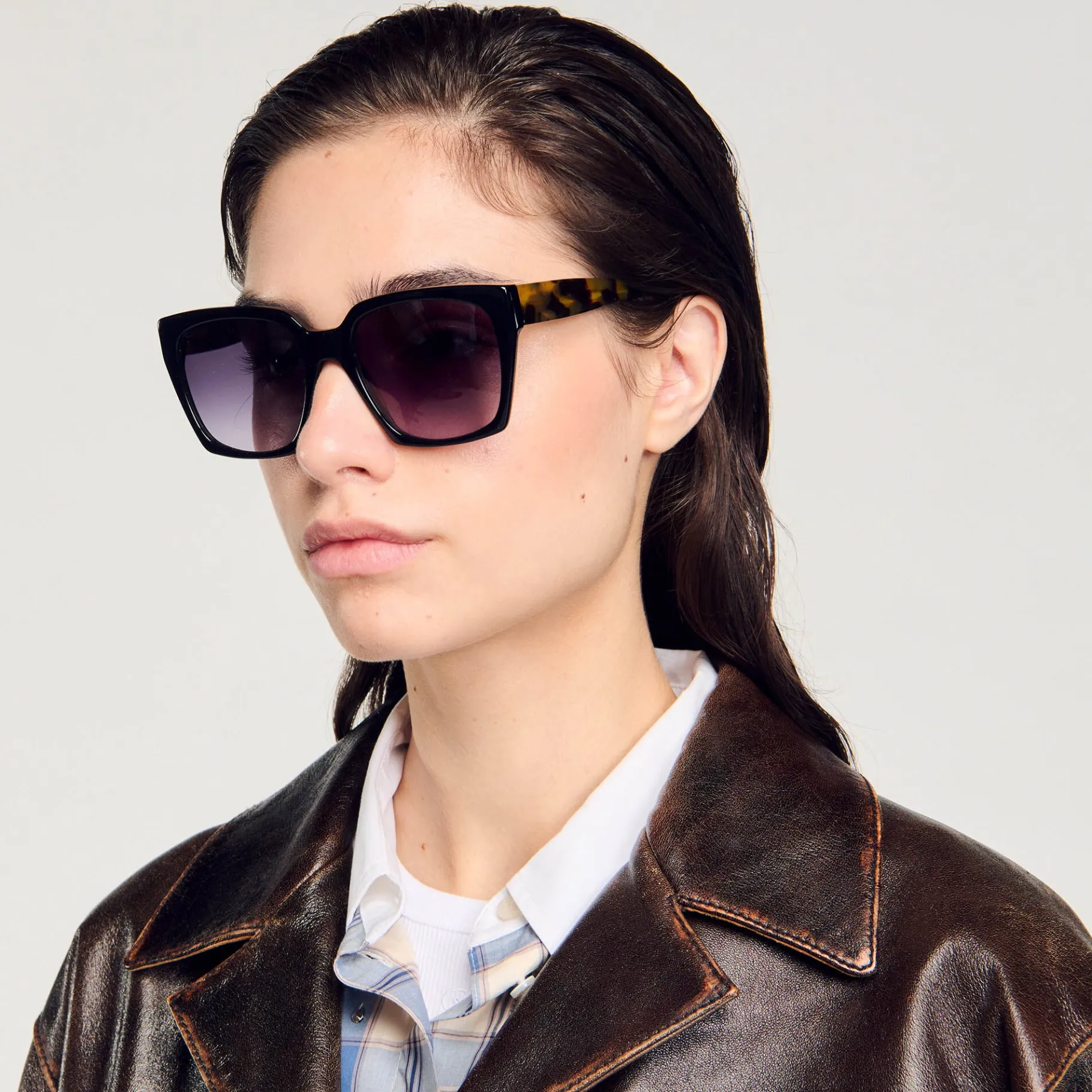 Cheap SANDRO Lunettes De Soleil Larges Noir