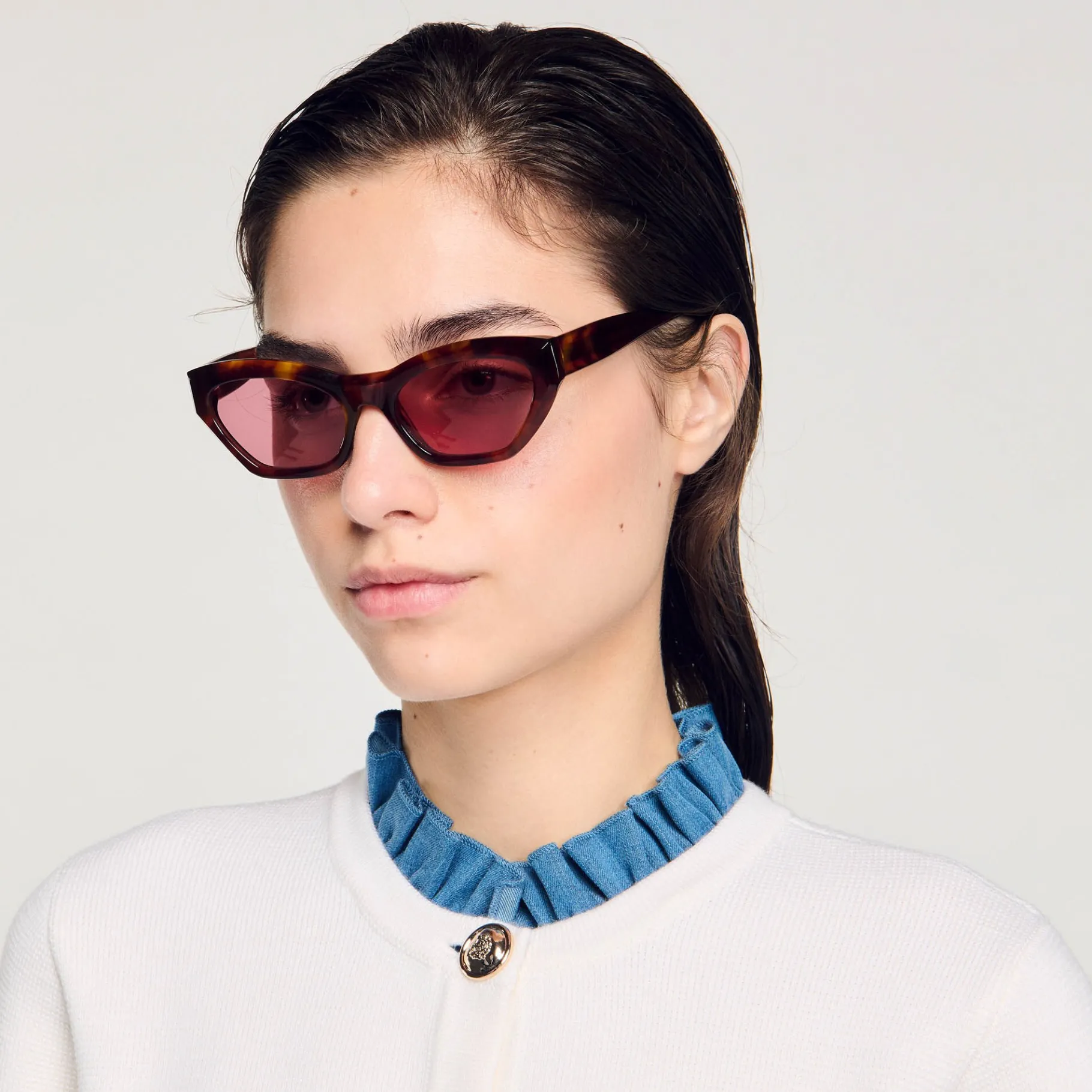 Online SANDRO Lunettes De Soleil Ovales Marron