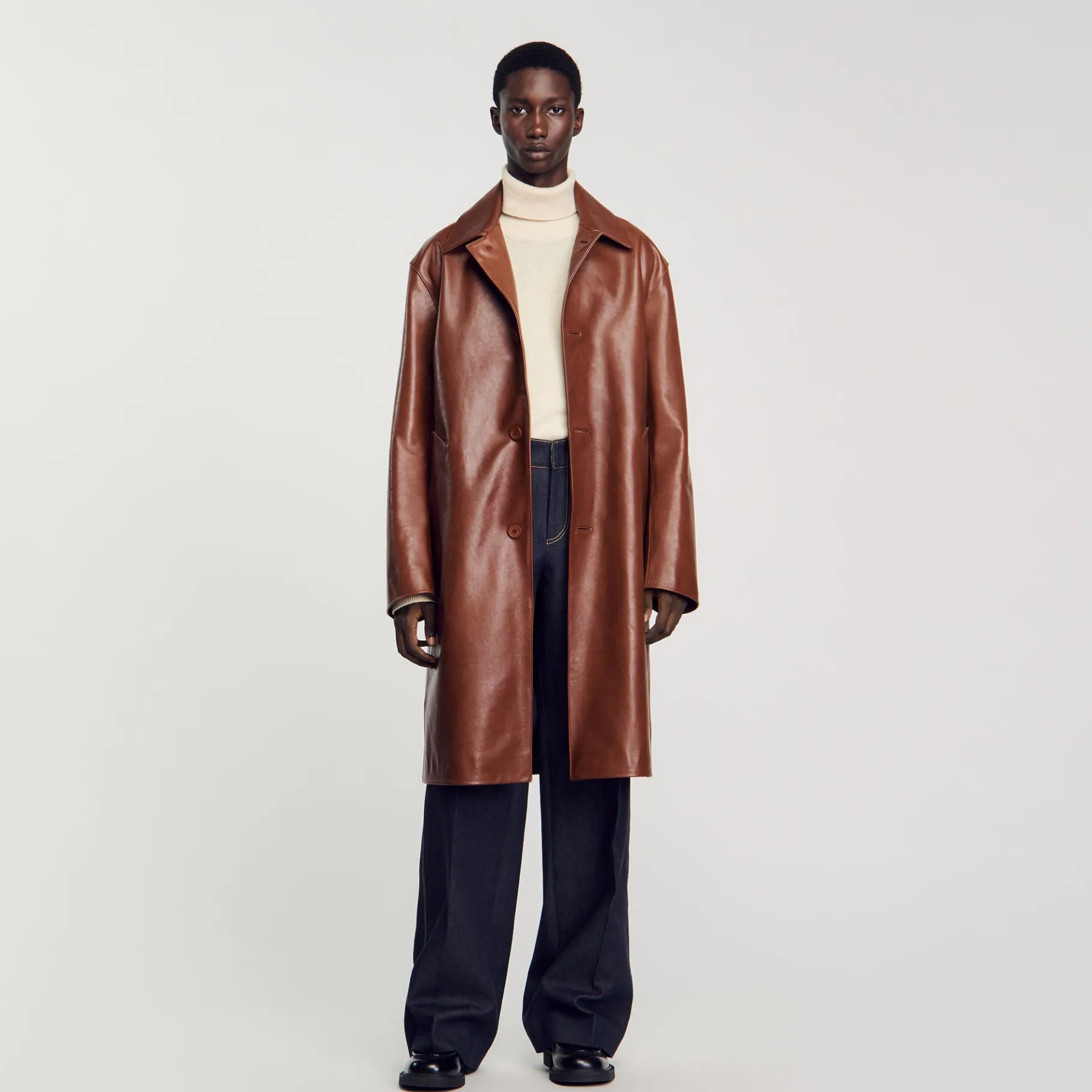 Clearance SANDRO Mac En Cuir Cognac