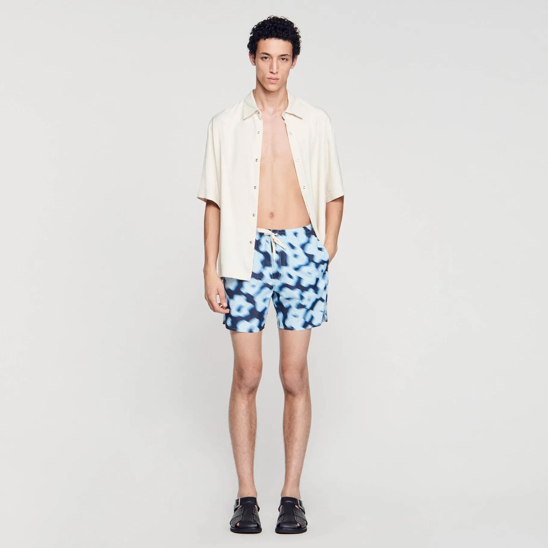 Fashion SANDRO Maillot De Bain Imprimé Fleurs Bleu