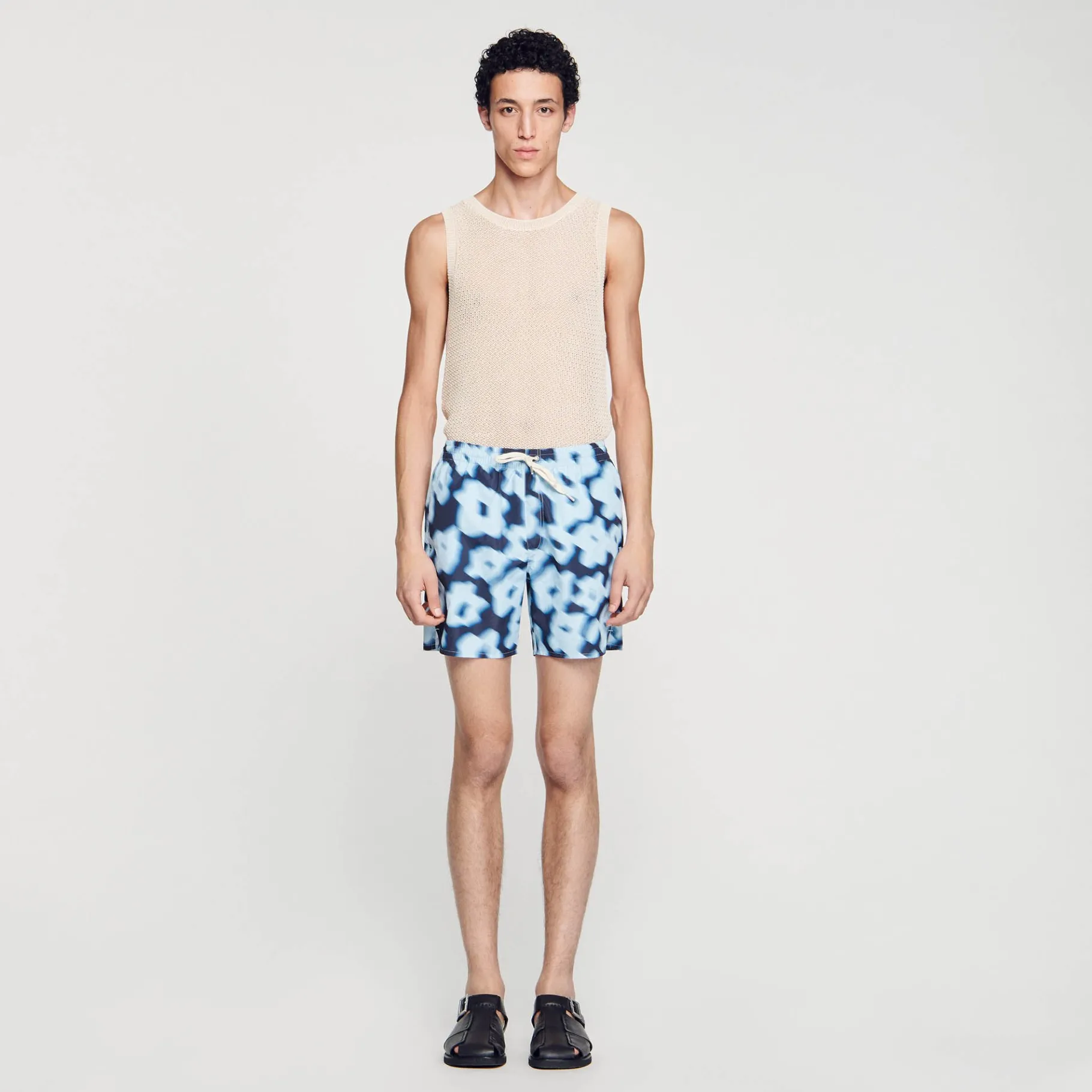 Fashion SANDRO Maillot De Bain Imprimé Fleurs Bleu