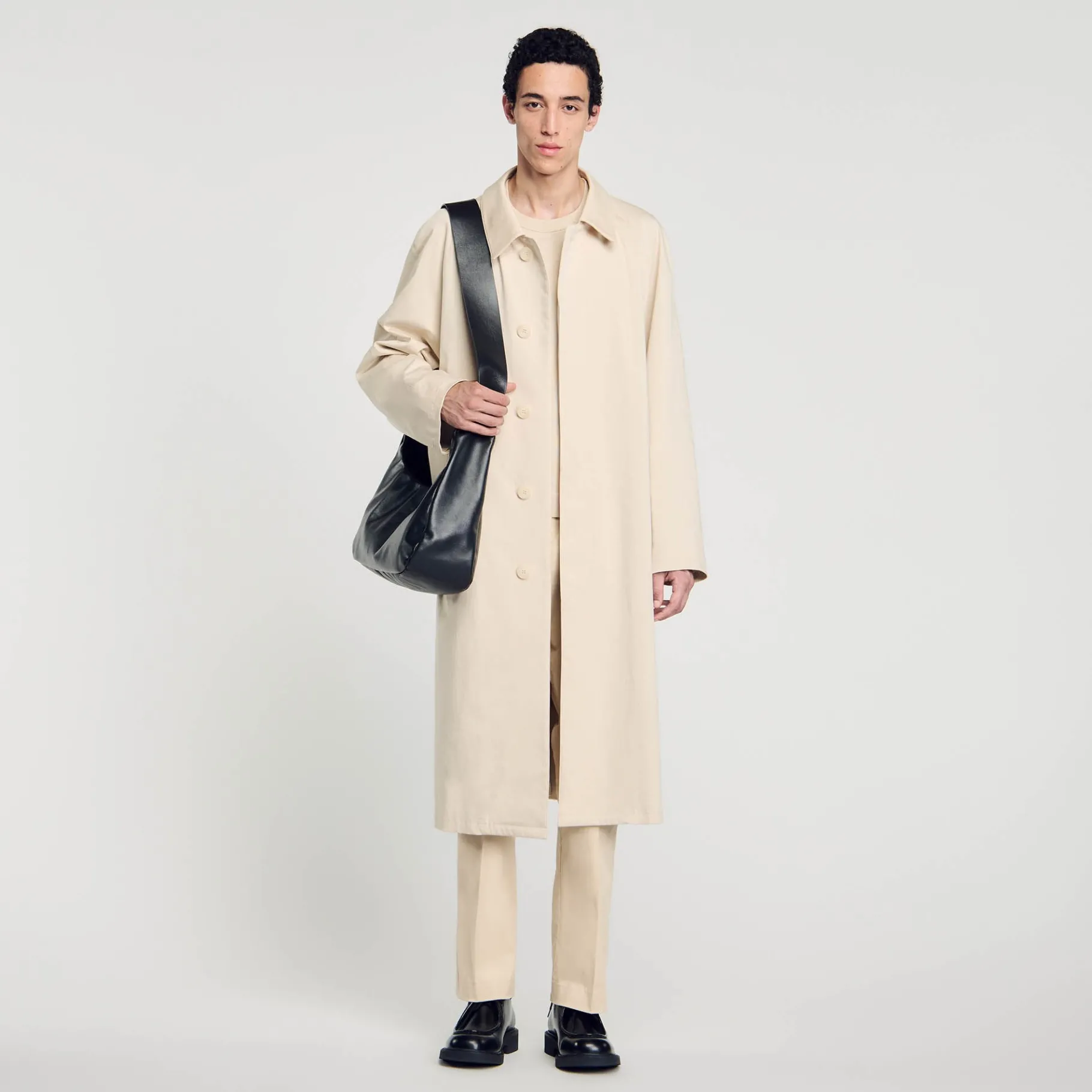 Store SANDRO Manteau Mac Long Beige