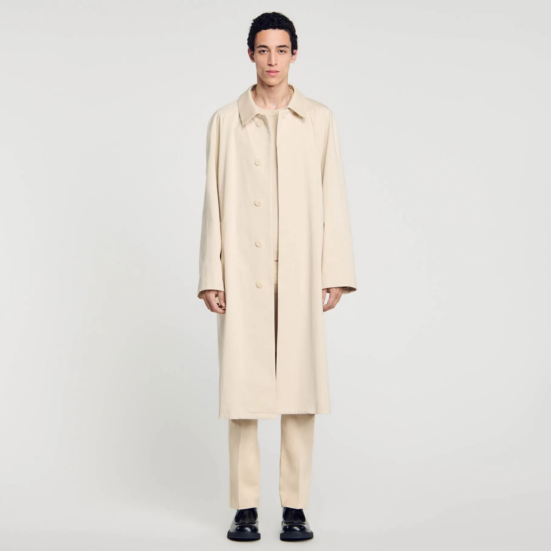 Store SANDRO Manteau Mac Long Beige