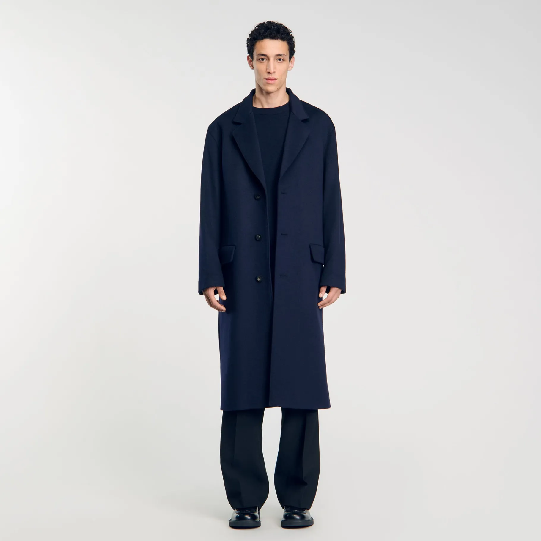 Shop SANDRO Manteau Oversize Marine