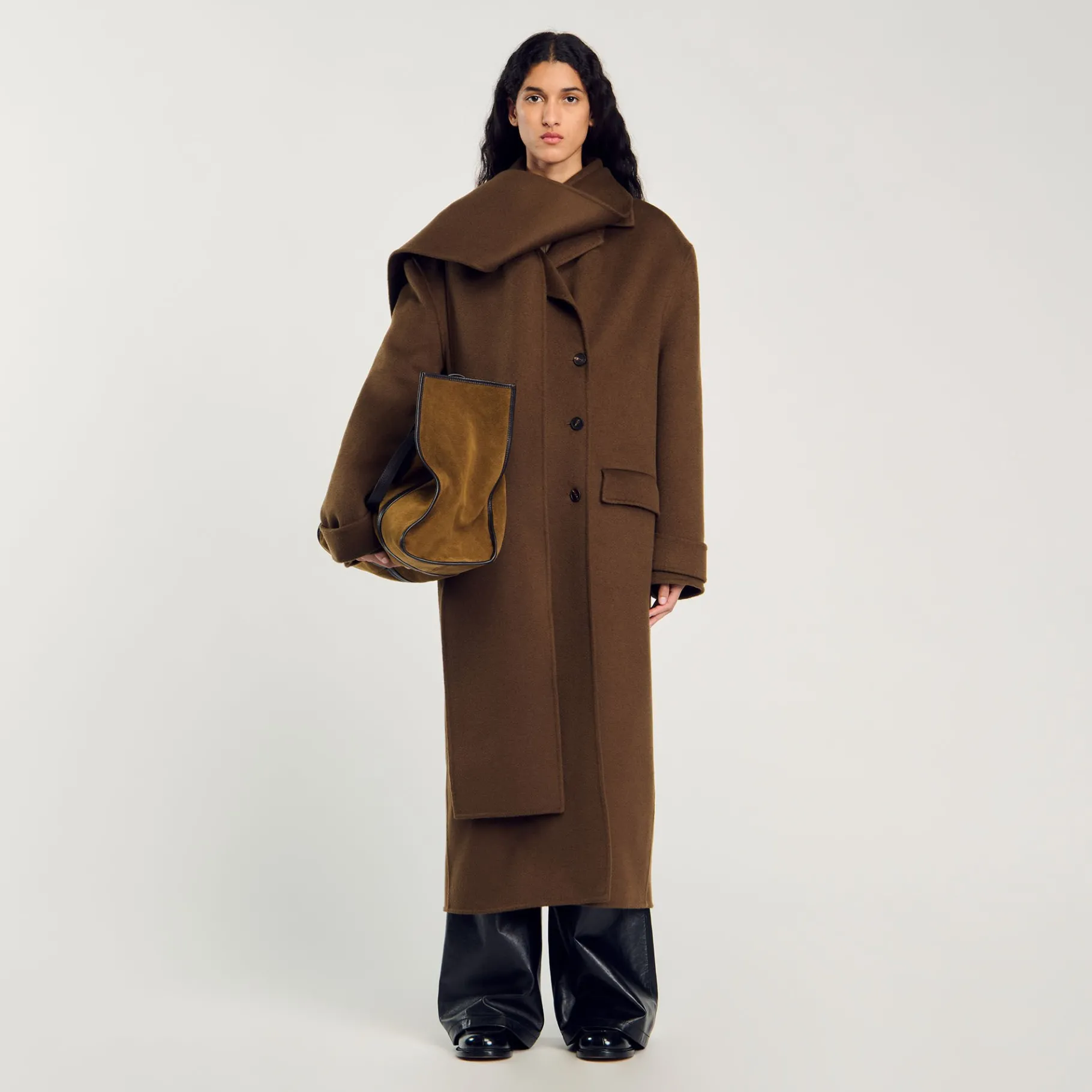Online SANDRO Manteau Oversize En Laine Kaki