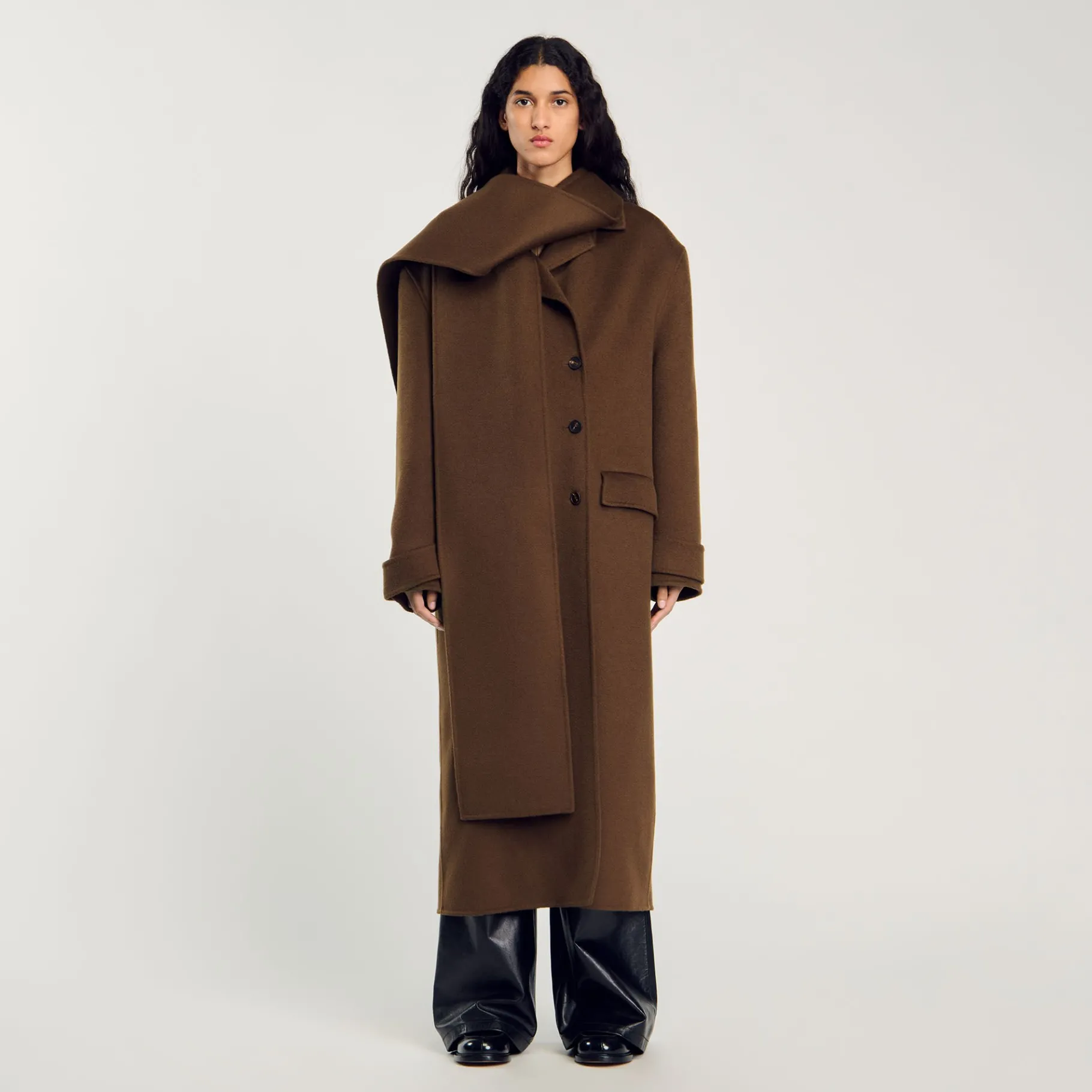 Online SANDRO Manteau Oversize En Laine Kaki