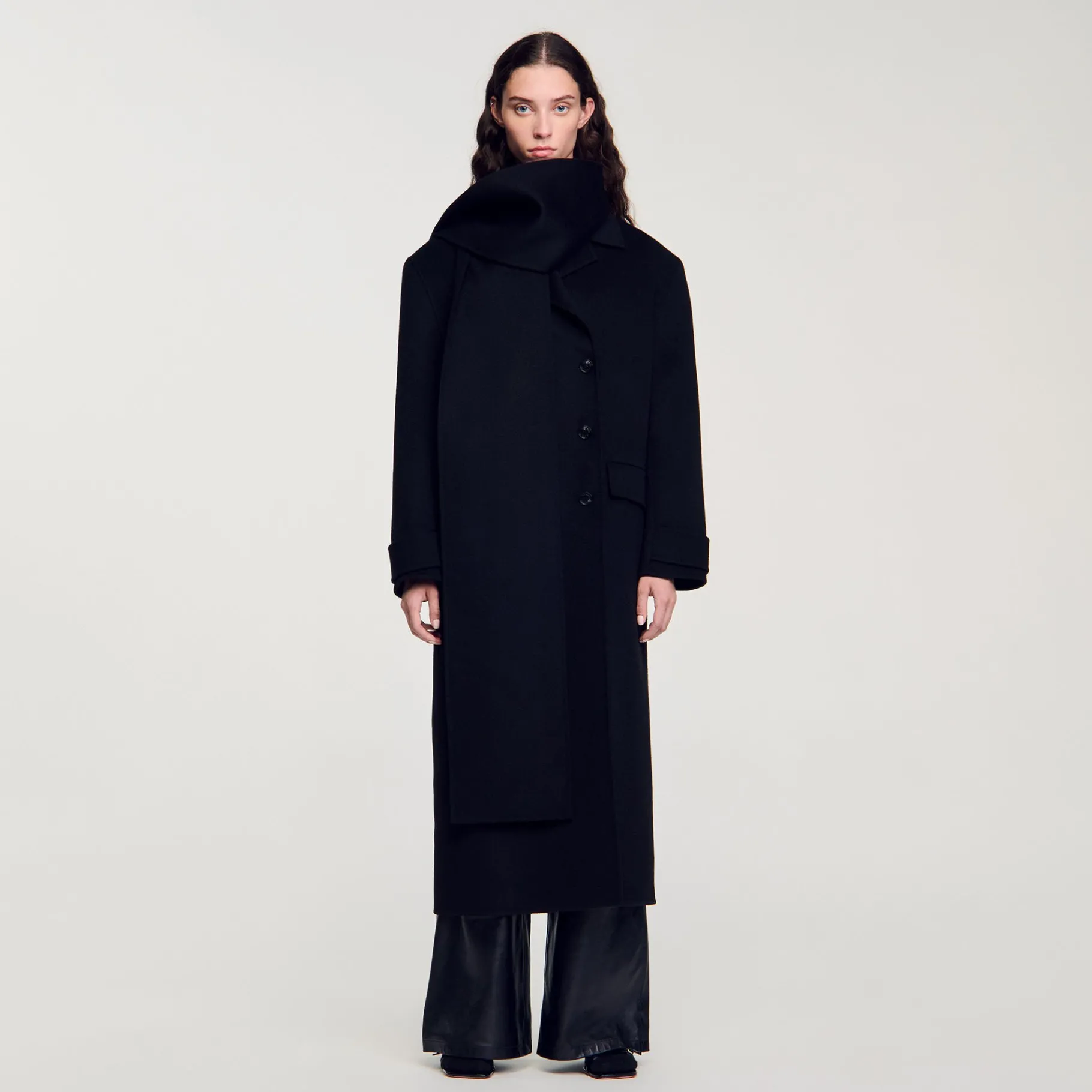 Clearance SANDRO Manteau Oversize En Laine Noir
