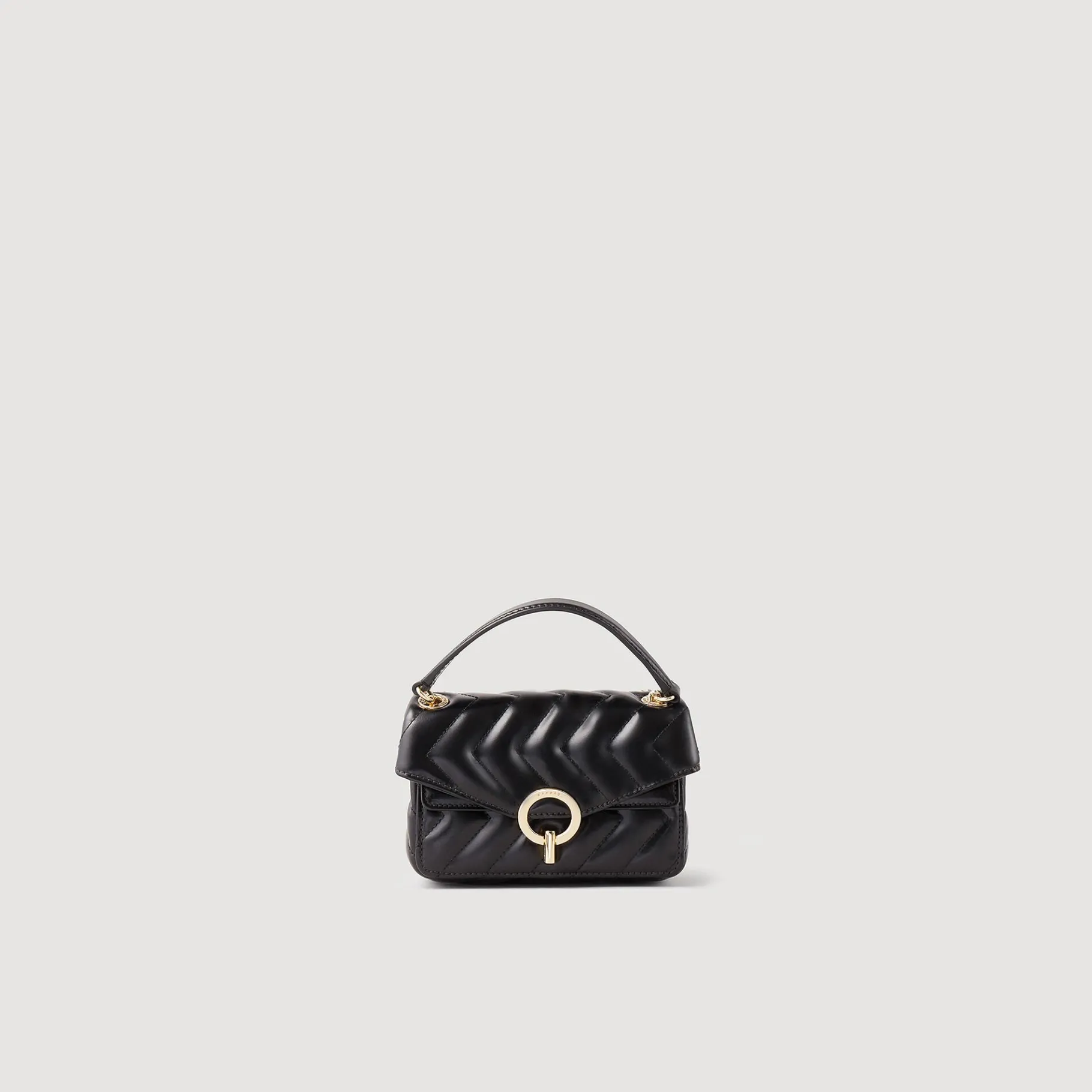 Shop SANDRO Mini Sac Yza En Cuir Lisse Noir
