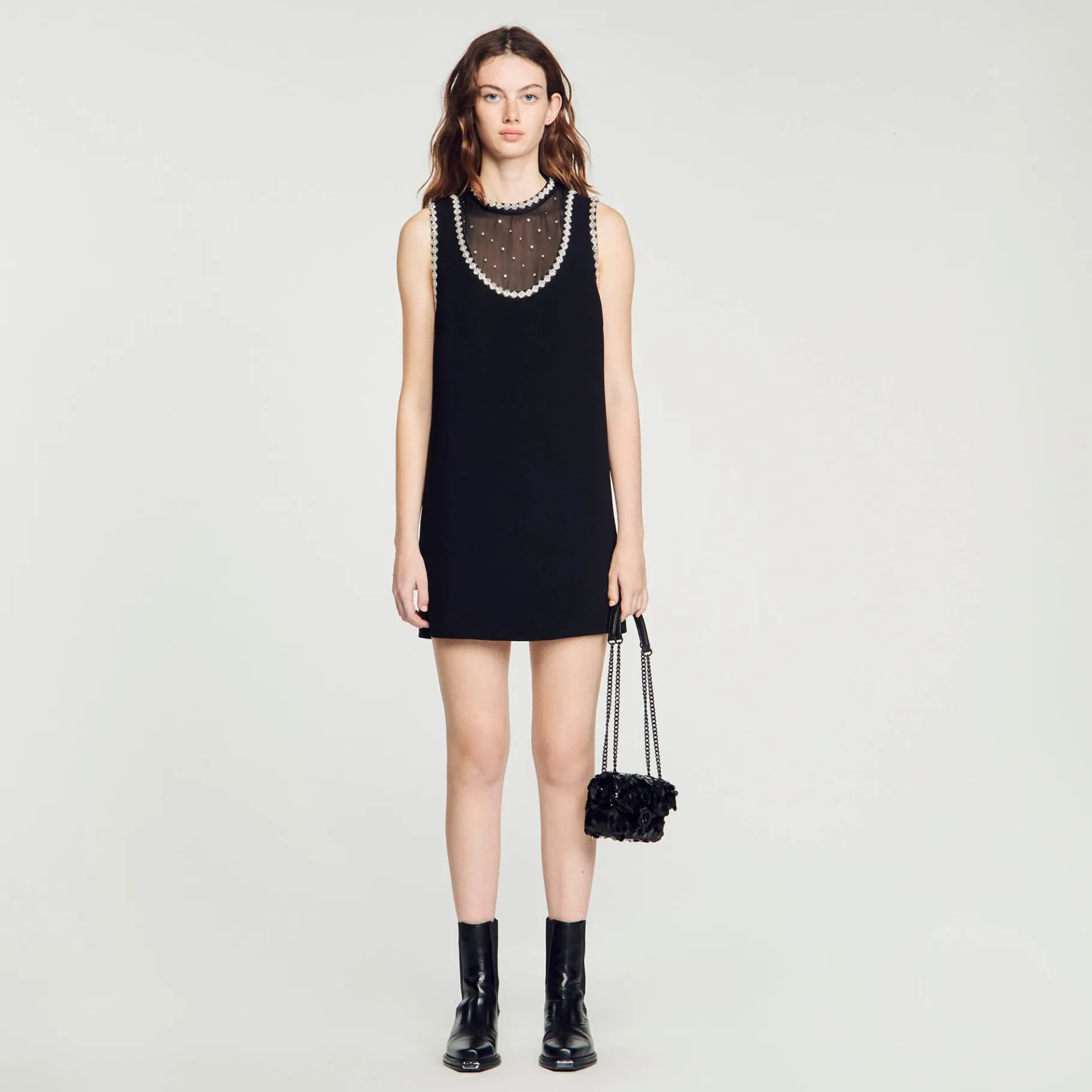 Shop SANDRO Mini Sac Yza Sequins Noir