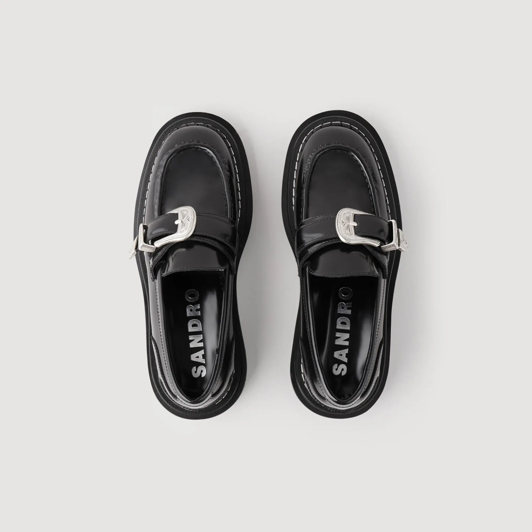 Hot SANDRO Mocassins En Cuir Noir