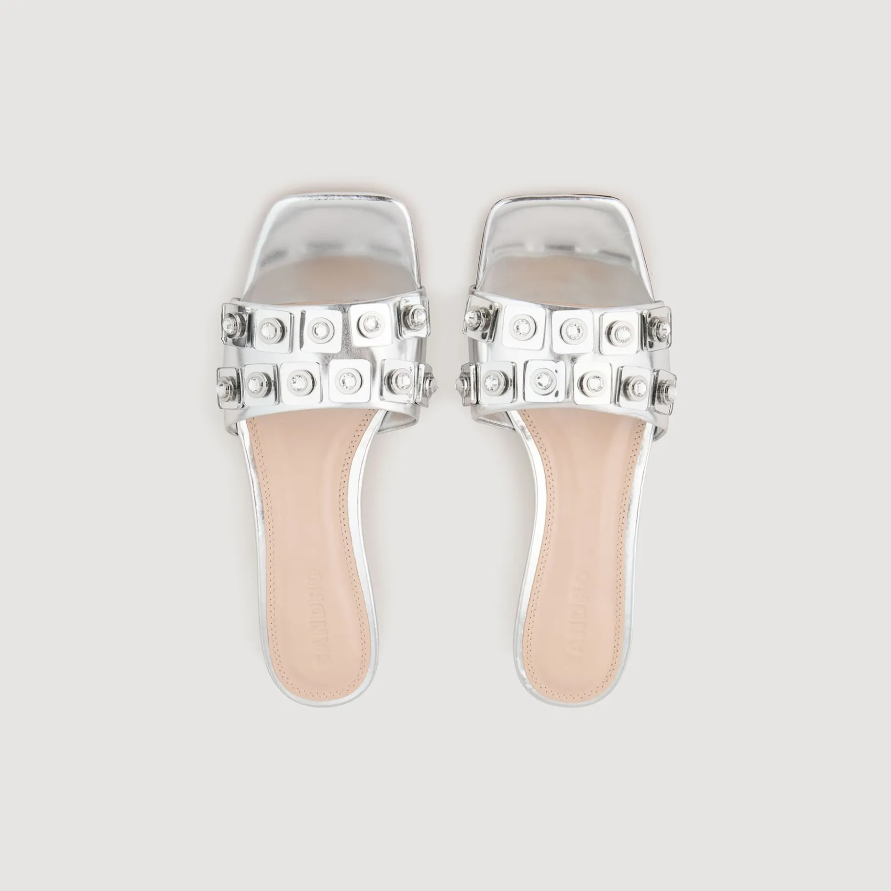 Store SANDRO Mules En Cuir Métallisé Argent