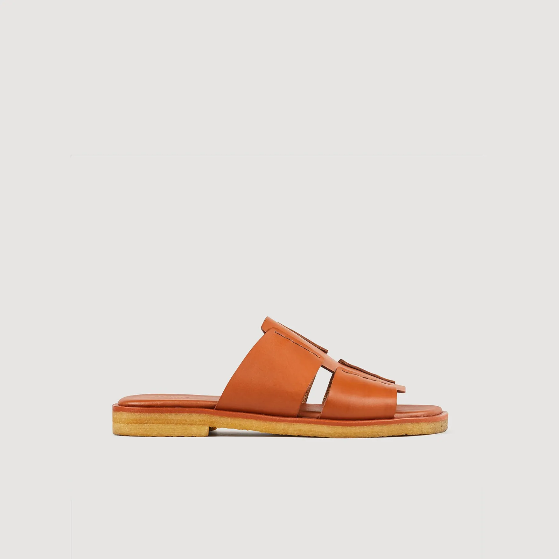 Cheap SANDRO Mules En Cuir Végétal Marron Clair