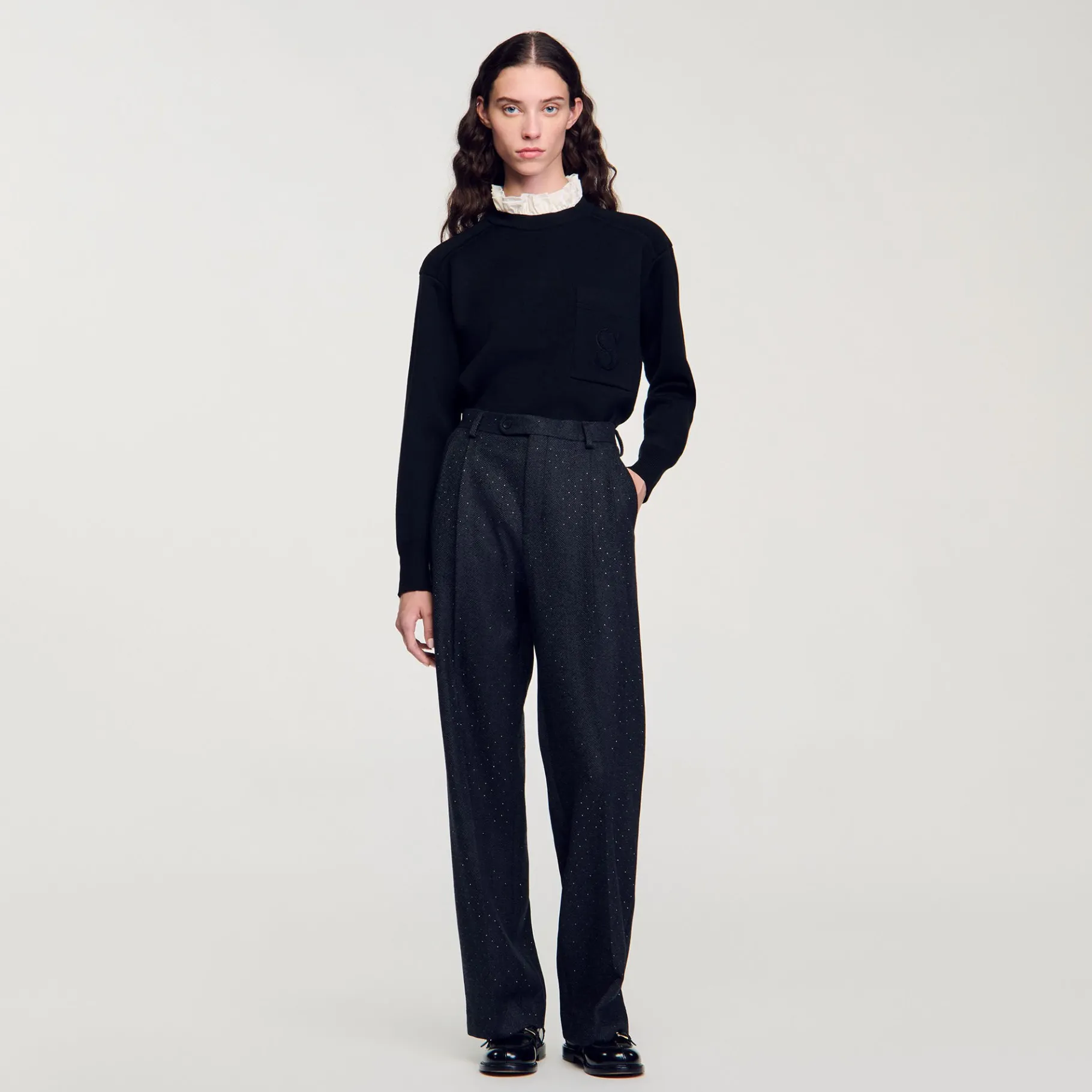 Cheap SANDRO Pantalon à Rayures Gris Foncé
