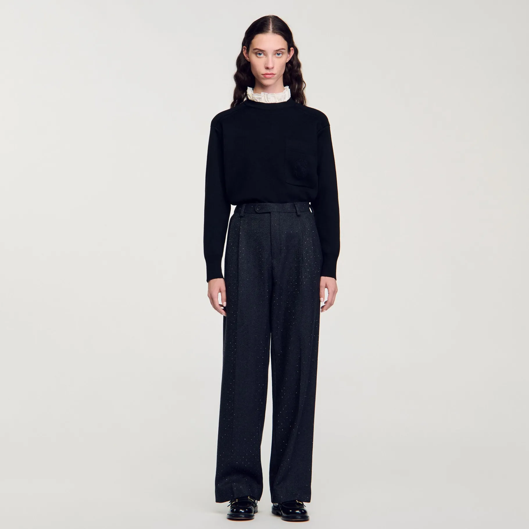 Cheap SANDRO Pantalon à Rayures Gris Foncé