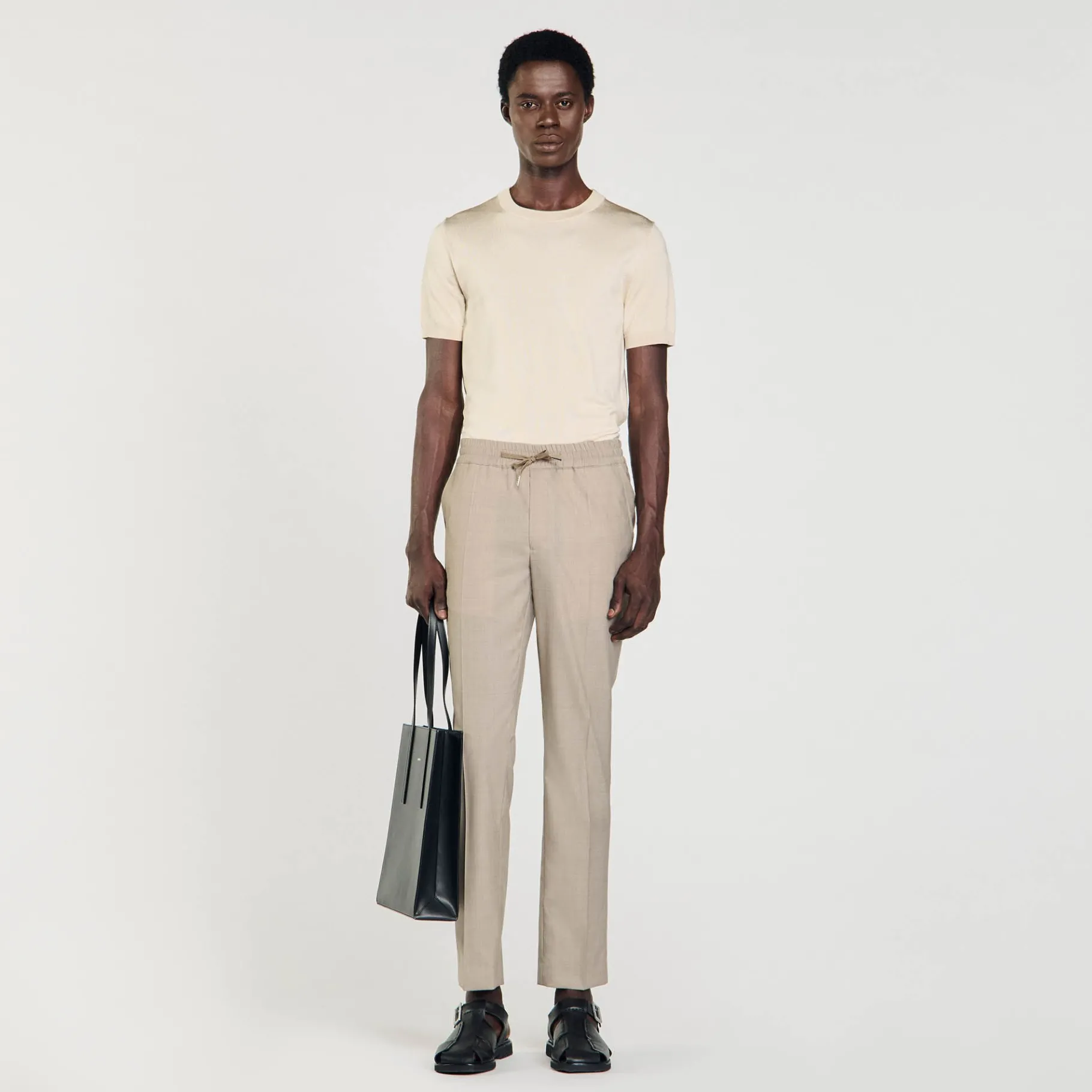 Sale SANDRO Pantalon à Taille élastiquée Taupe